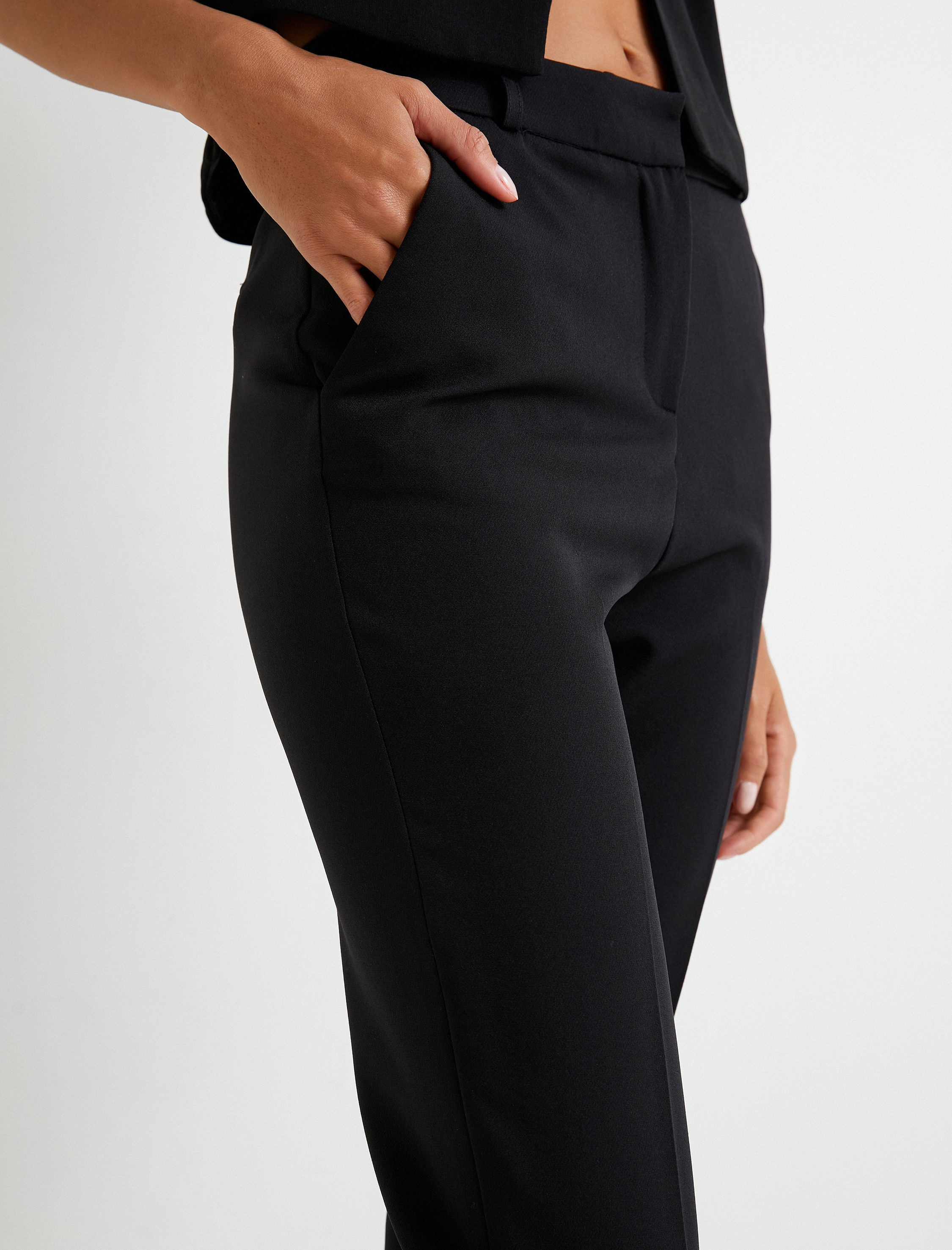   Cigarette Kumaş Pantolon Yüksek Bel Cepli