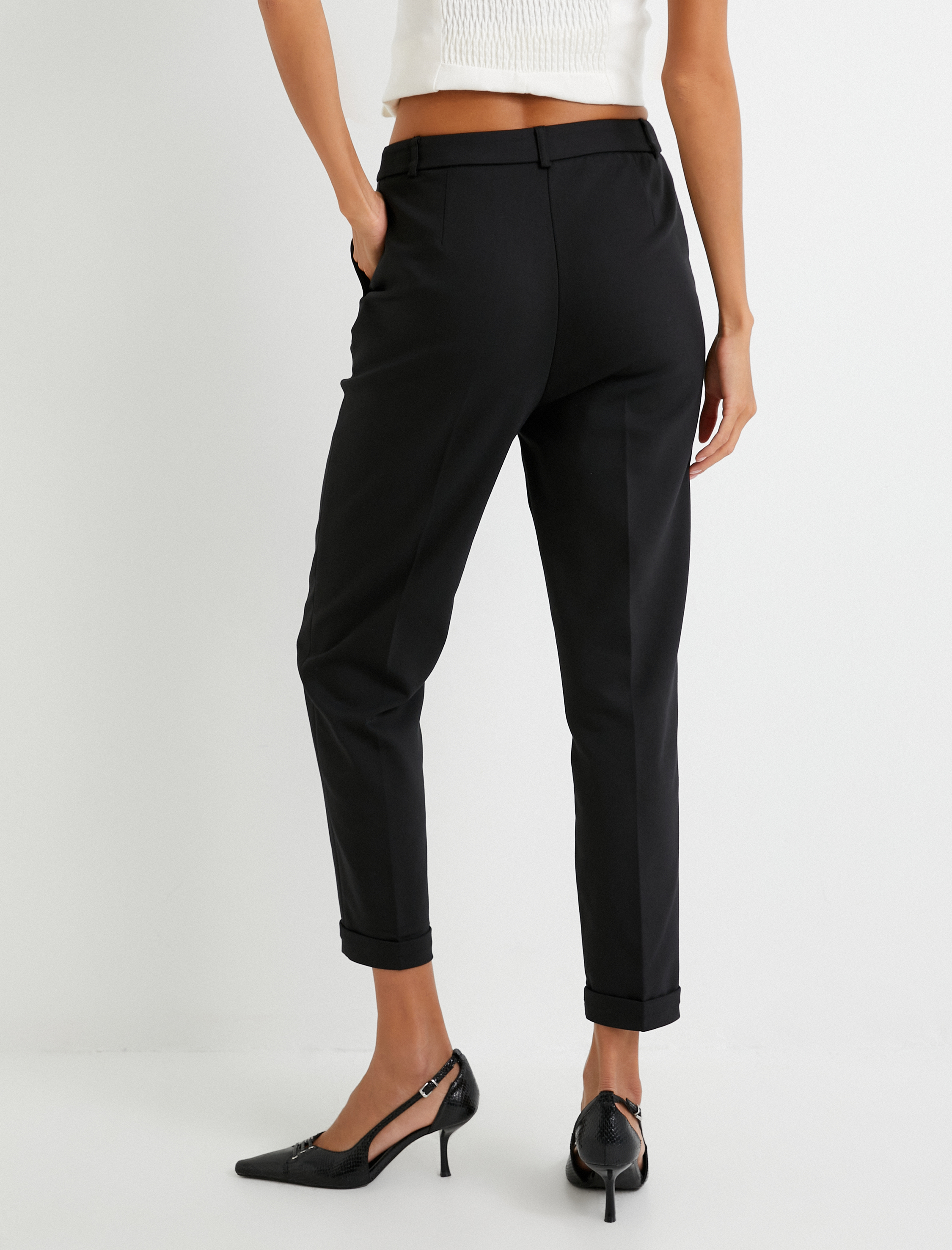   Cigarette Kumaş Pantolon Yüksek Bel Cepli