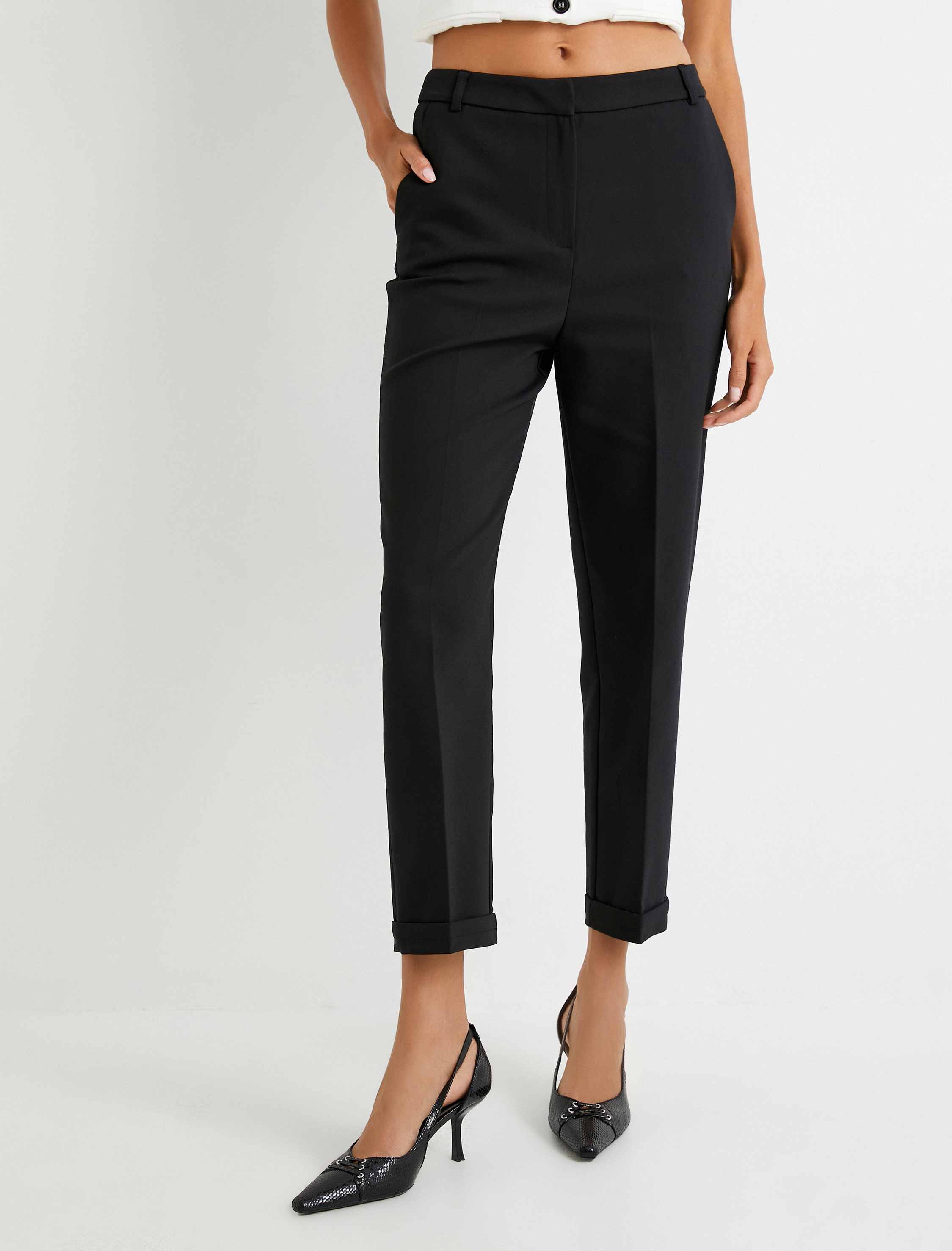   Cigarette Kumaş Pantolon Yüksek Bel Cepli