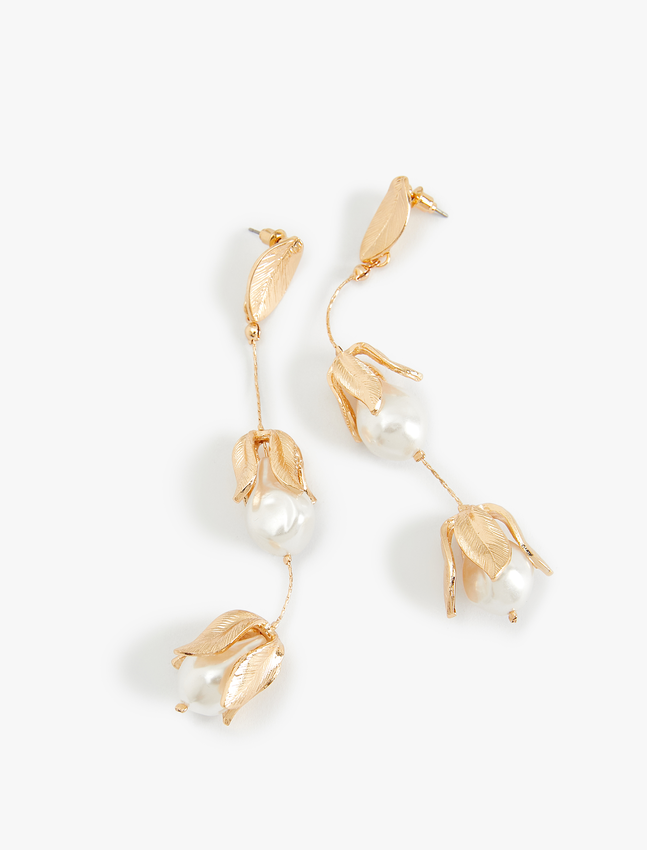  Kadın İnci Küpe Floral Uzun Sallantılı Orta Boy