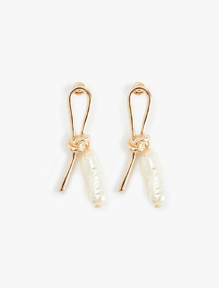 Kadın İnci Detaylı Düğüm Küpe