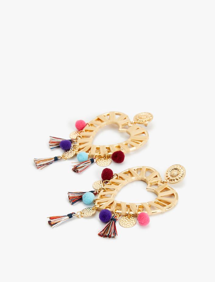 Kadın Sallantılı Charm Detaylı Kalp Küpe