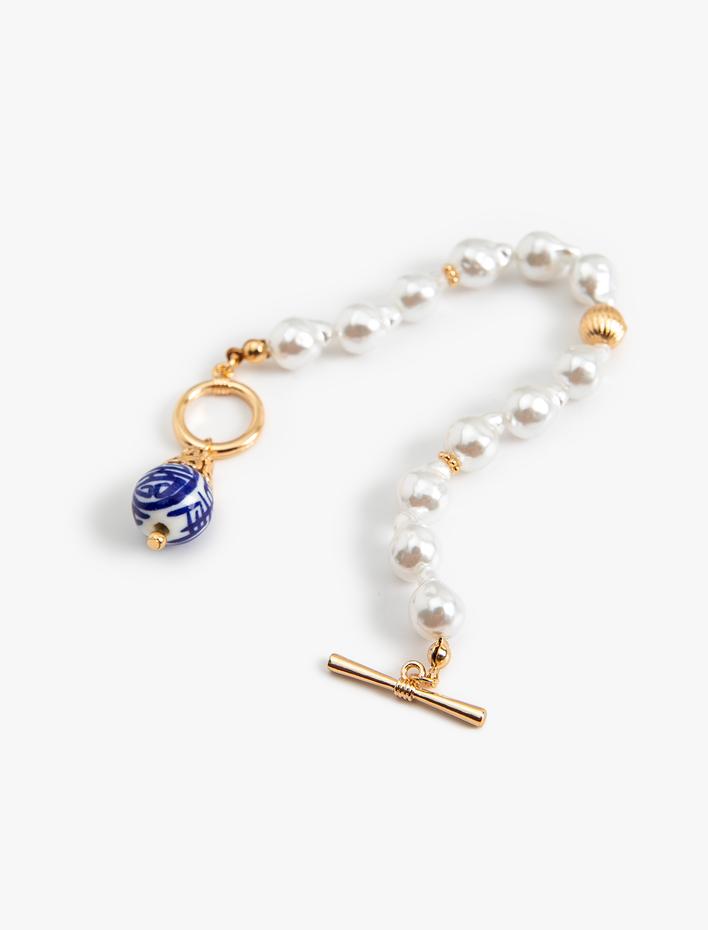 Kadın Zincir Bileklik İnci Boncuk Detaylı