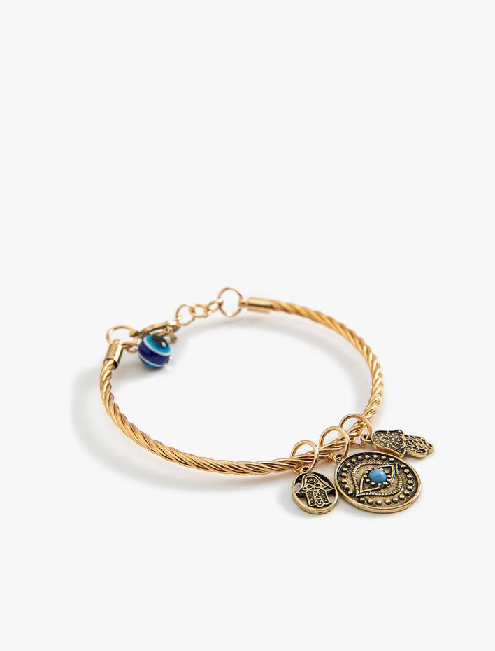 Kadın Nazar Boncuklu Bileklik Charm Detaylı