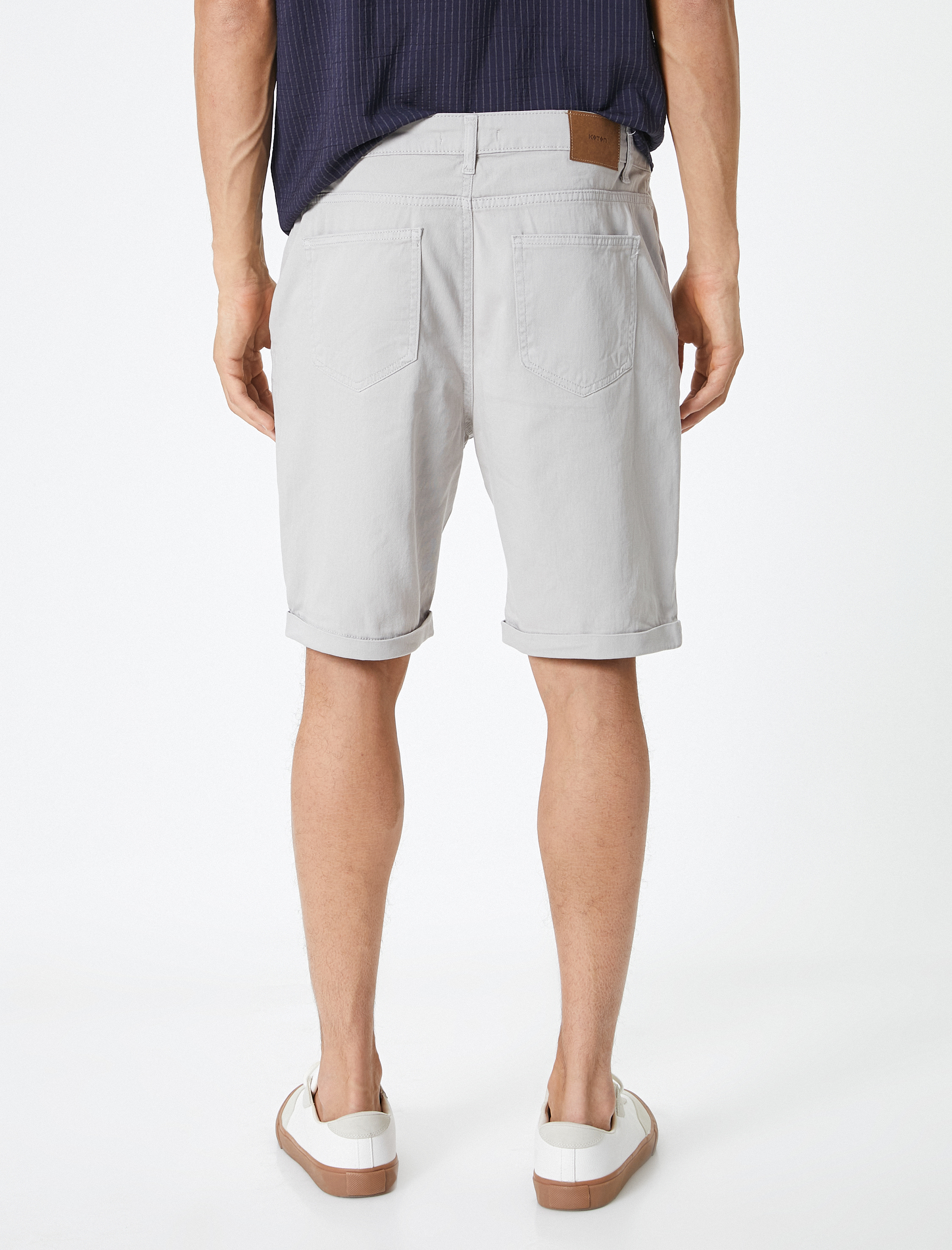   Kumaş Şort Bermuda Chino Slim Fit Düğmeli Cepli Katlı Paça