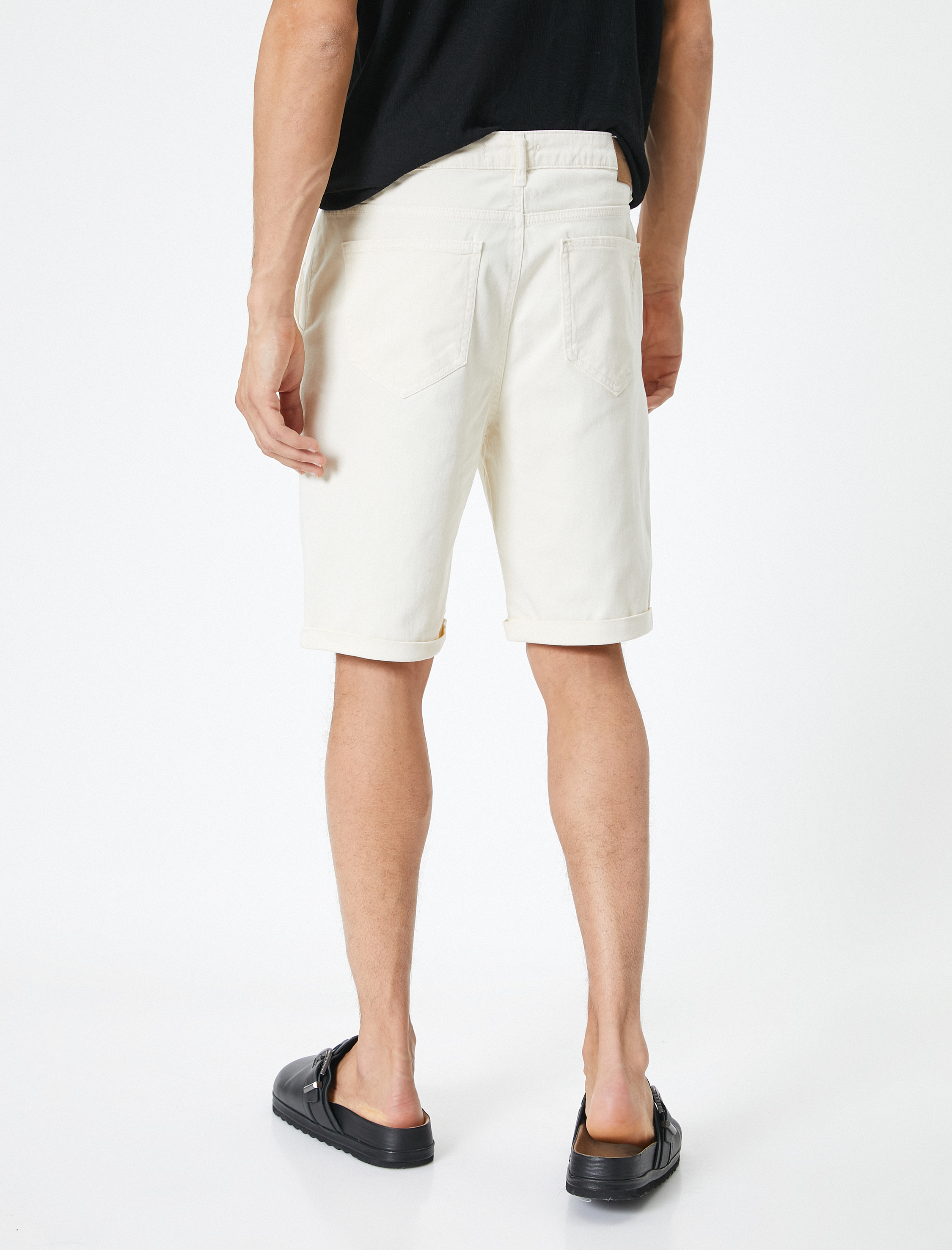   Kumaş Şort Bermuda Chino Slim Fit Düğmeli Cepli Katlı Paça