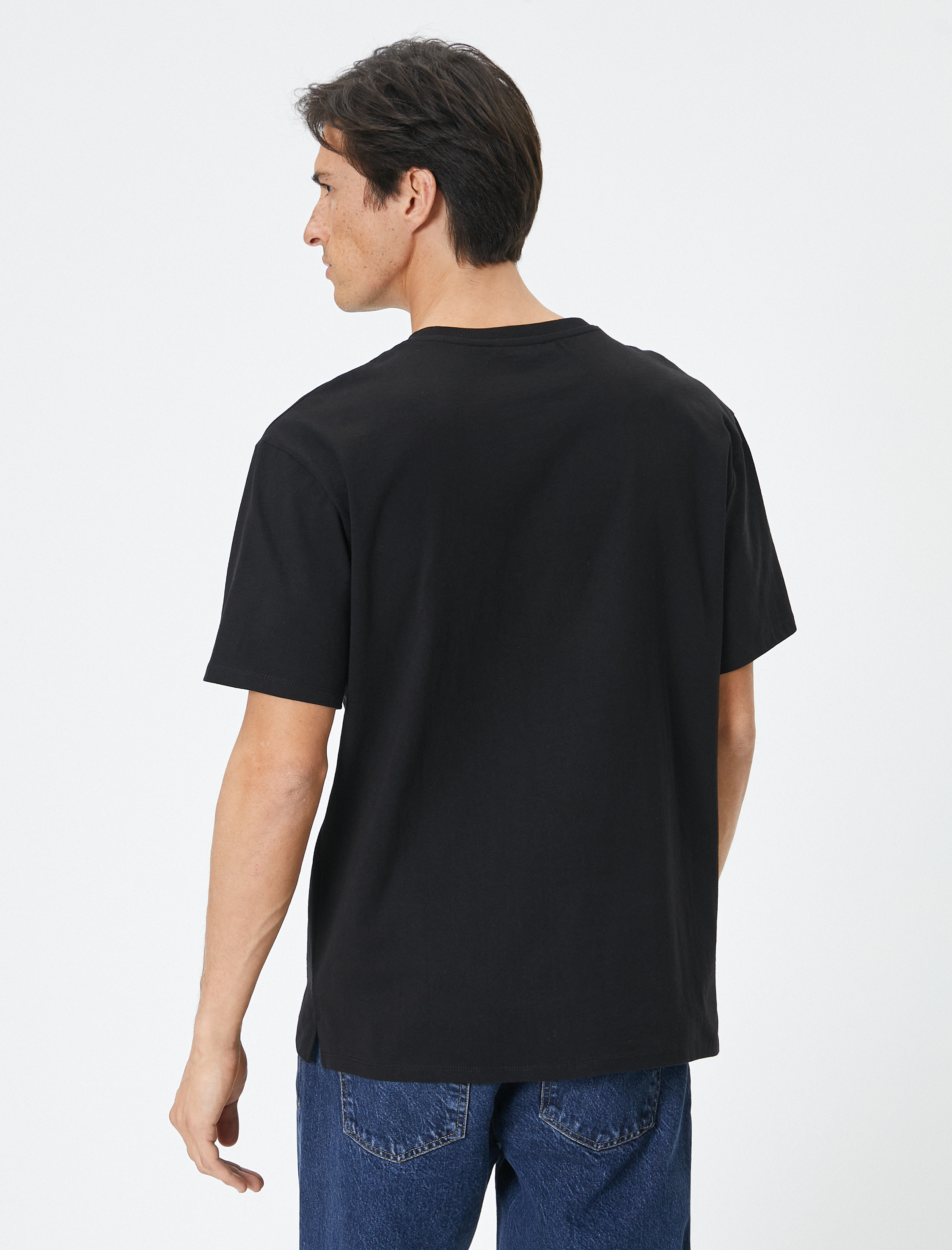   Oversize Tişört Cep Detaylı Bisiklet Yaka Kısa Kollu Pamuklu