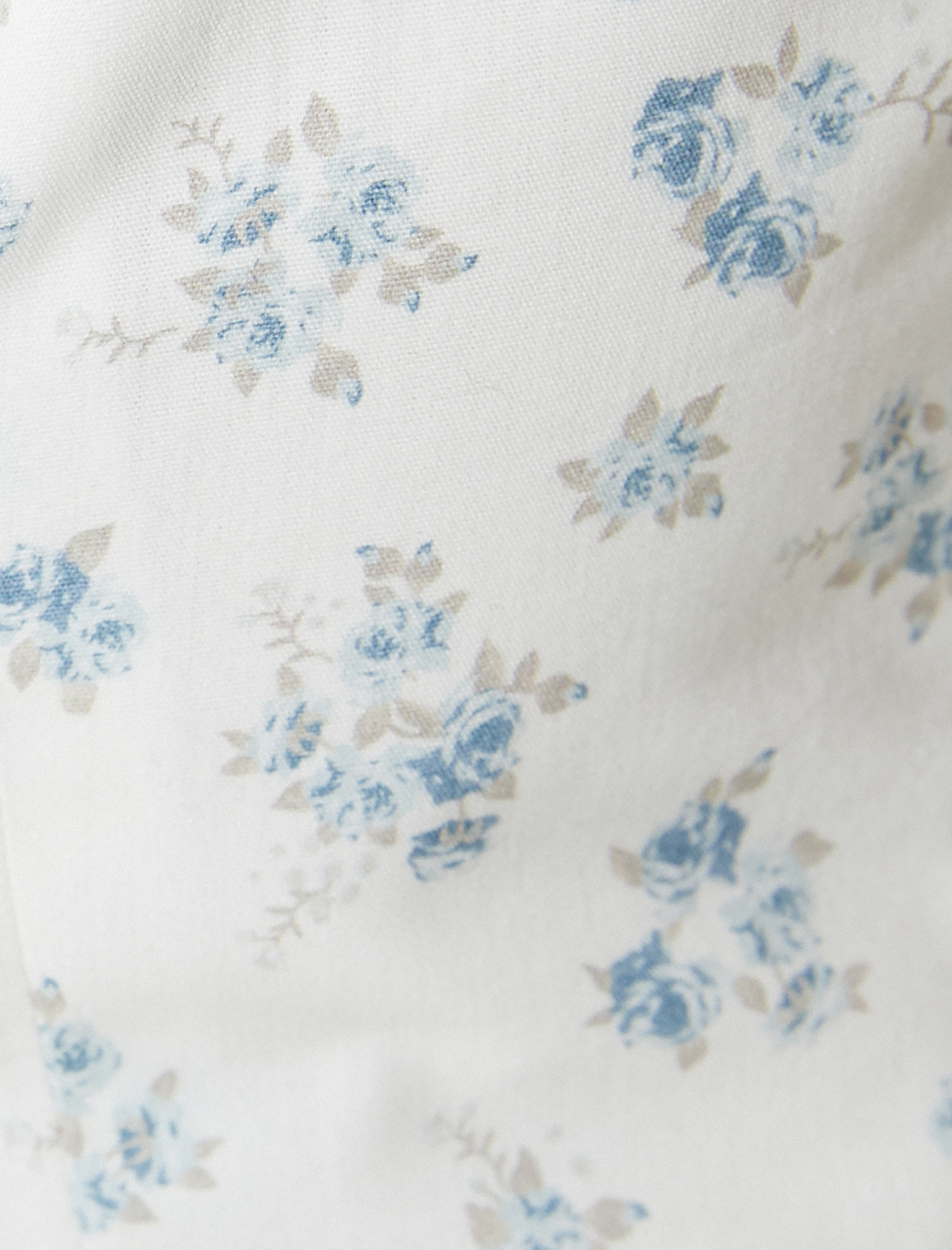   Çiçekli Balon Kol Bluz Crop Fiyonklu Fırfır Detaylı