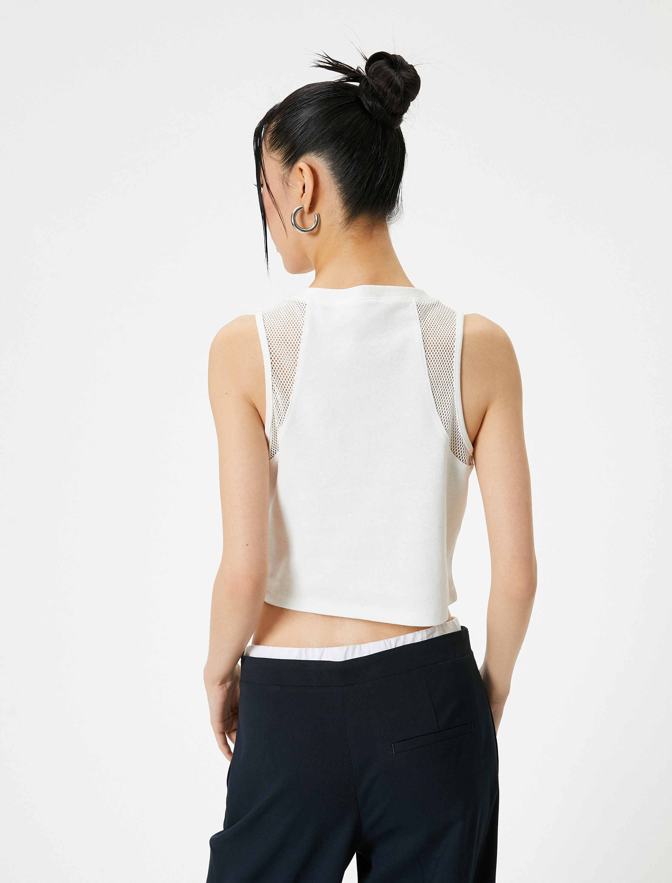 File Detaylı Kısa Atlet Pamuklu Slim Fit