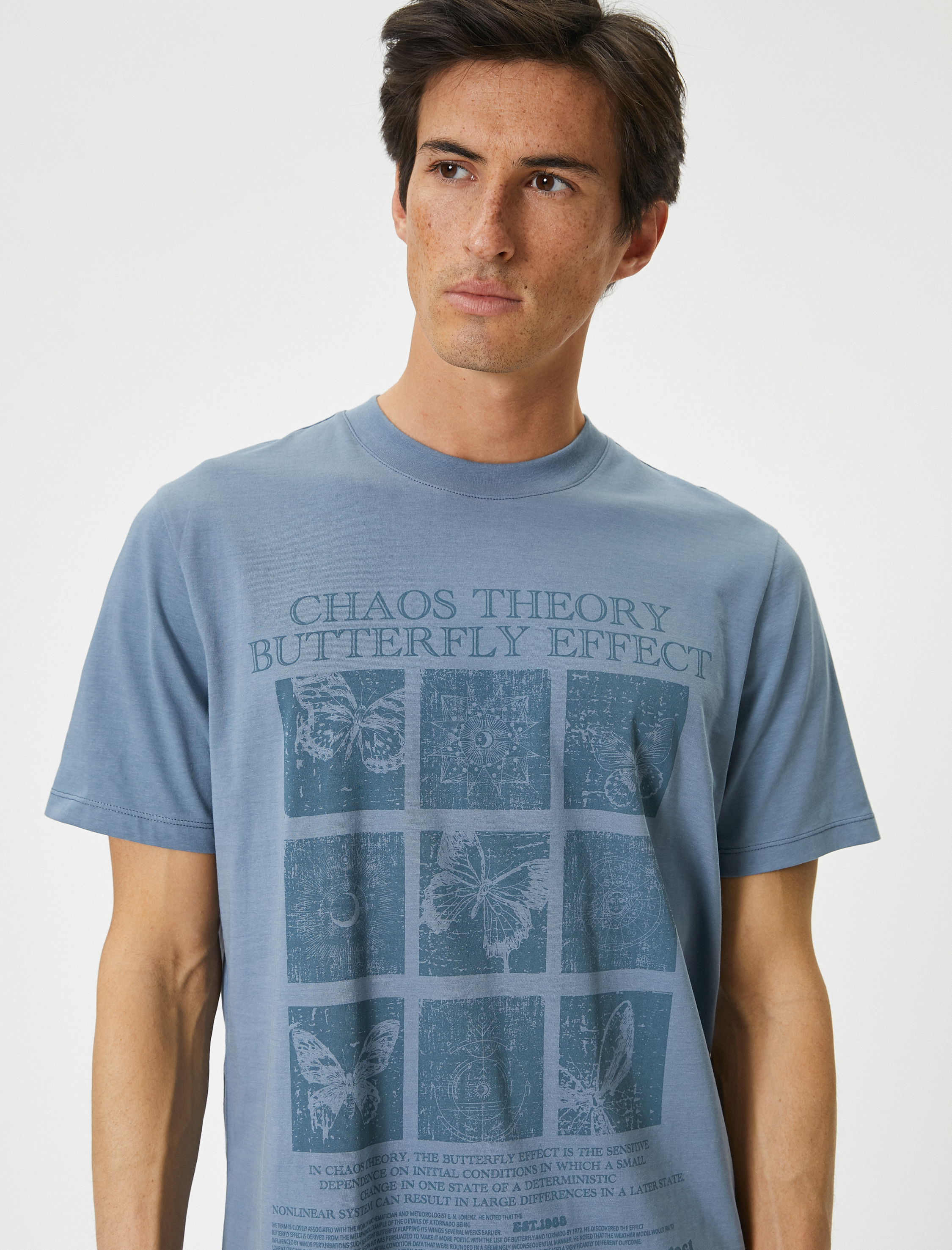   Bisiklet Yaka Kısa Kollu Regular Fit Pamuklu Baskılı Tişört