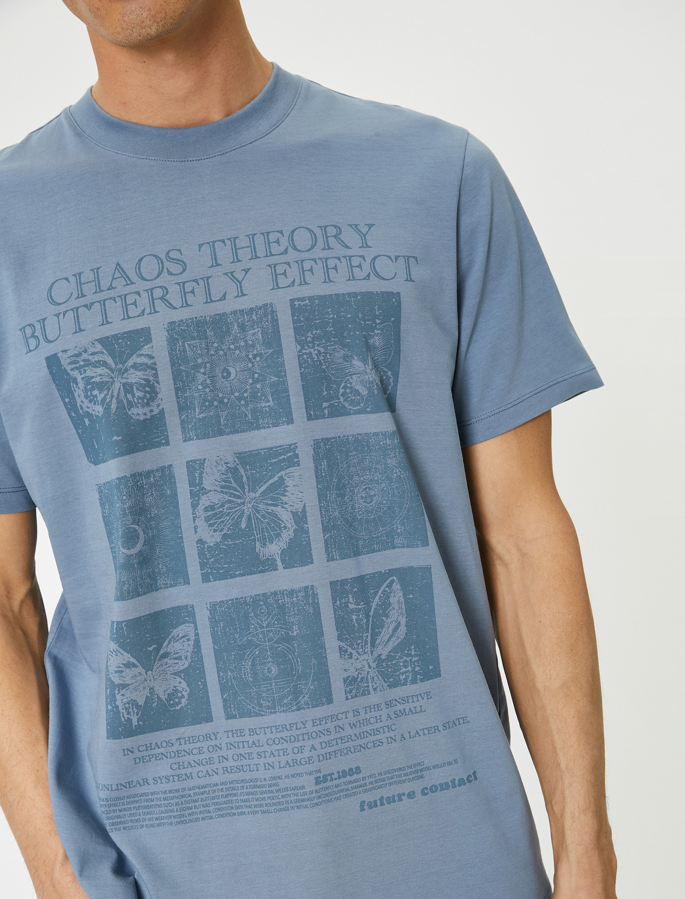   Bisiklet Yaka Kısa Kollu Regular Fit Pamuklu Baskılı Tişört