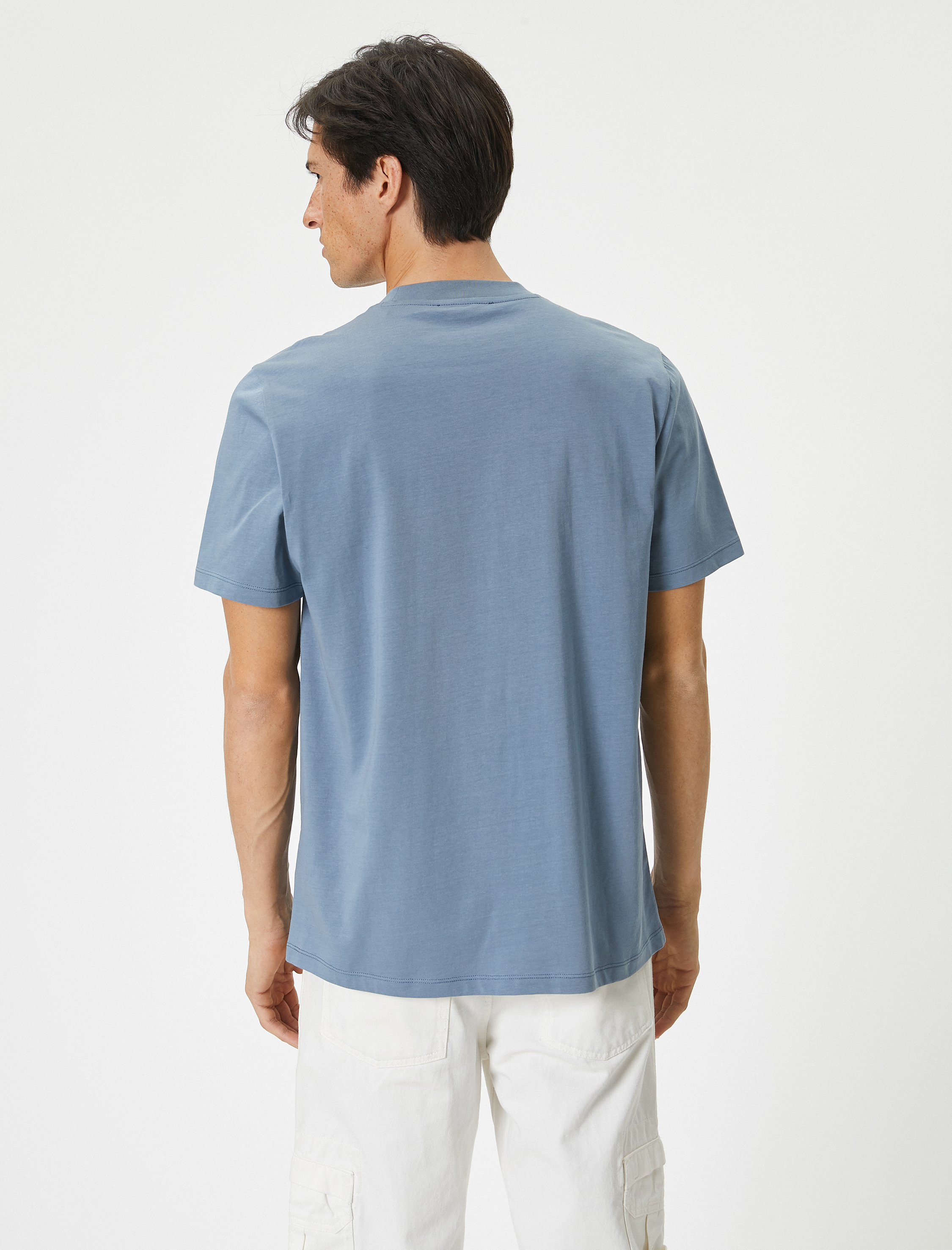   Bisiklet Yaka Kısa Kollu Regular Fit Pamuklu Baskılı Tişört