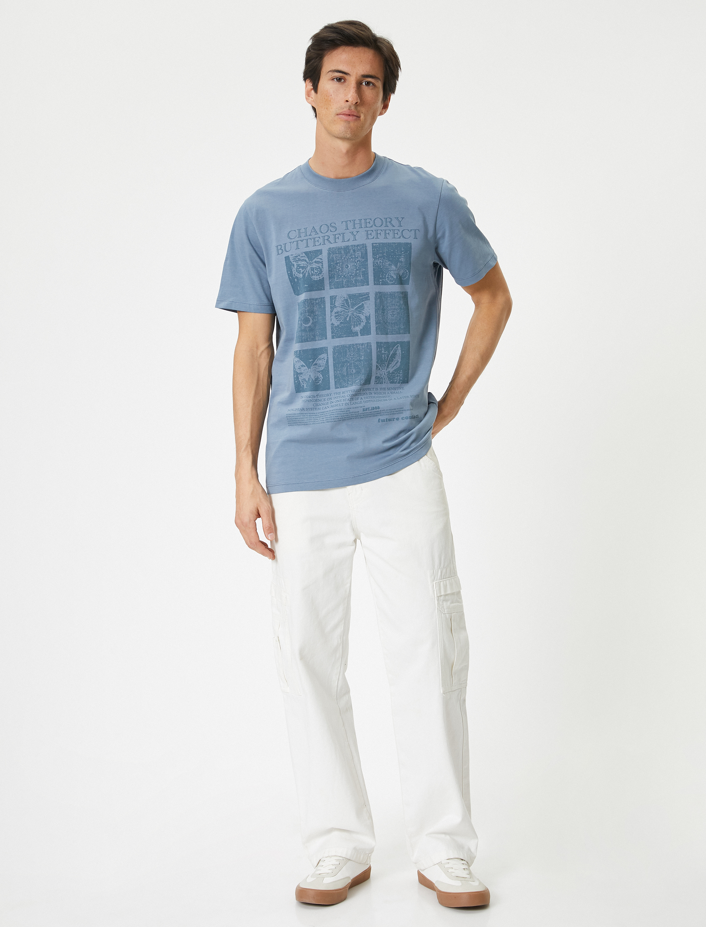   Bisiklet Yaka Kısa Kollu Regular Fit Pamuklu Baskılı Tişört