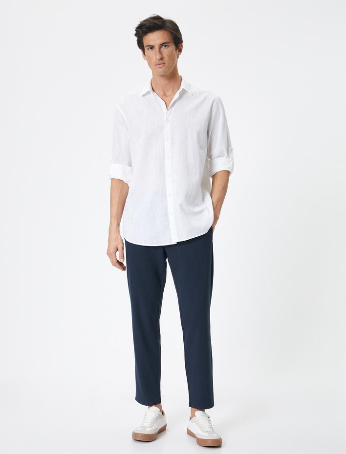  Yazlık Kumaş Pantolon Jogger Beli Bağcıklı Cepli Viskon Karışımlı