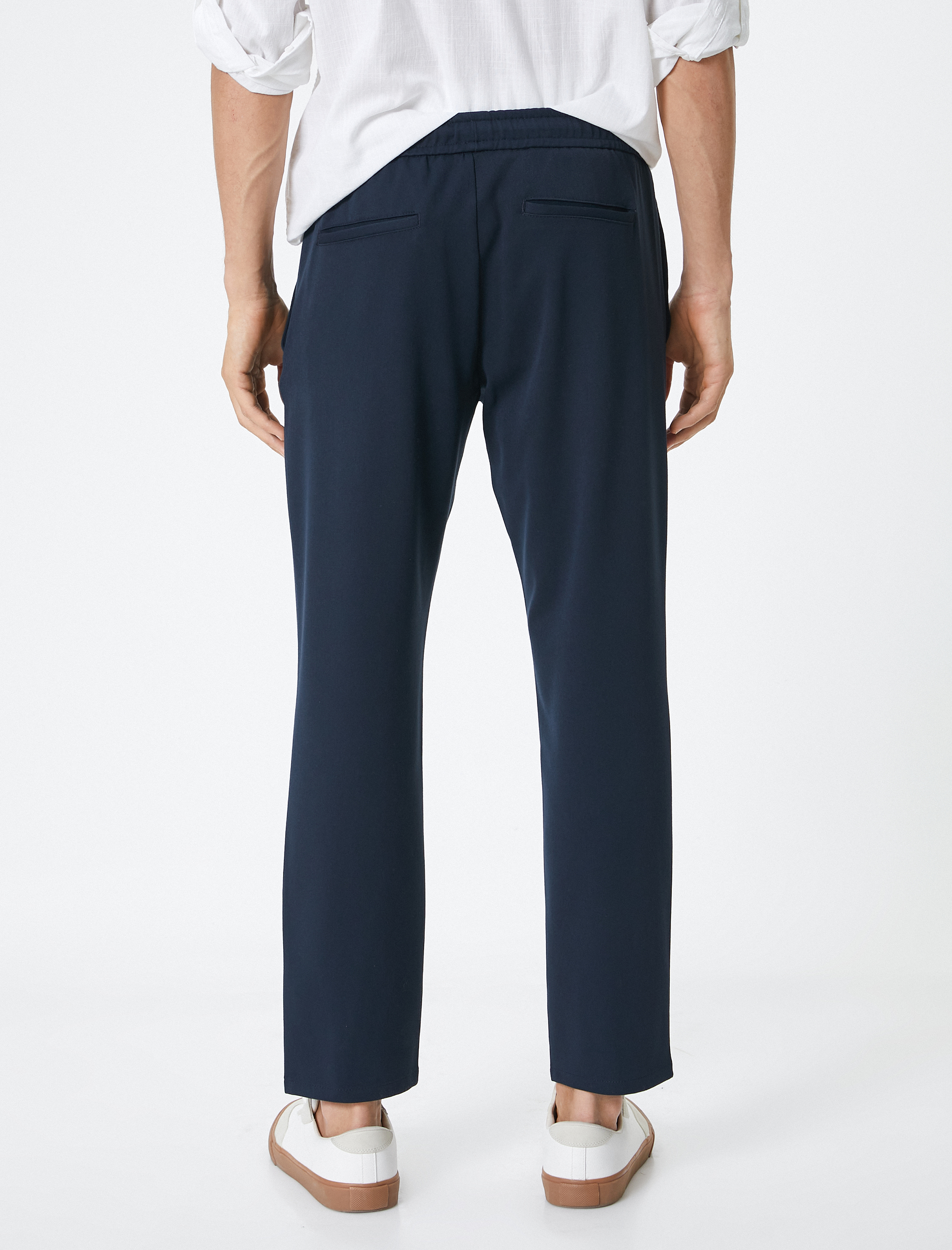 Yazlık Kumaş Pantolon Jogger Beli Bağcıklı Cepli Viskon Karışımlı