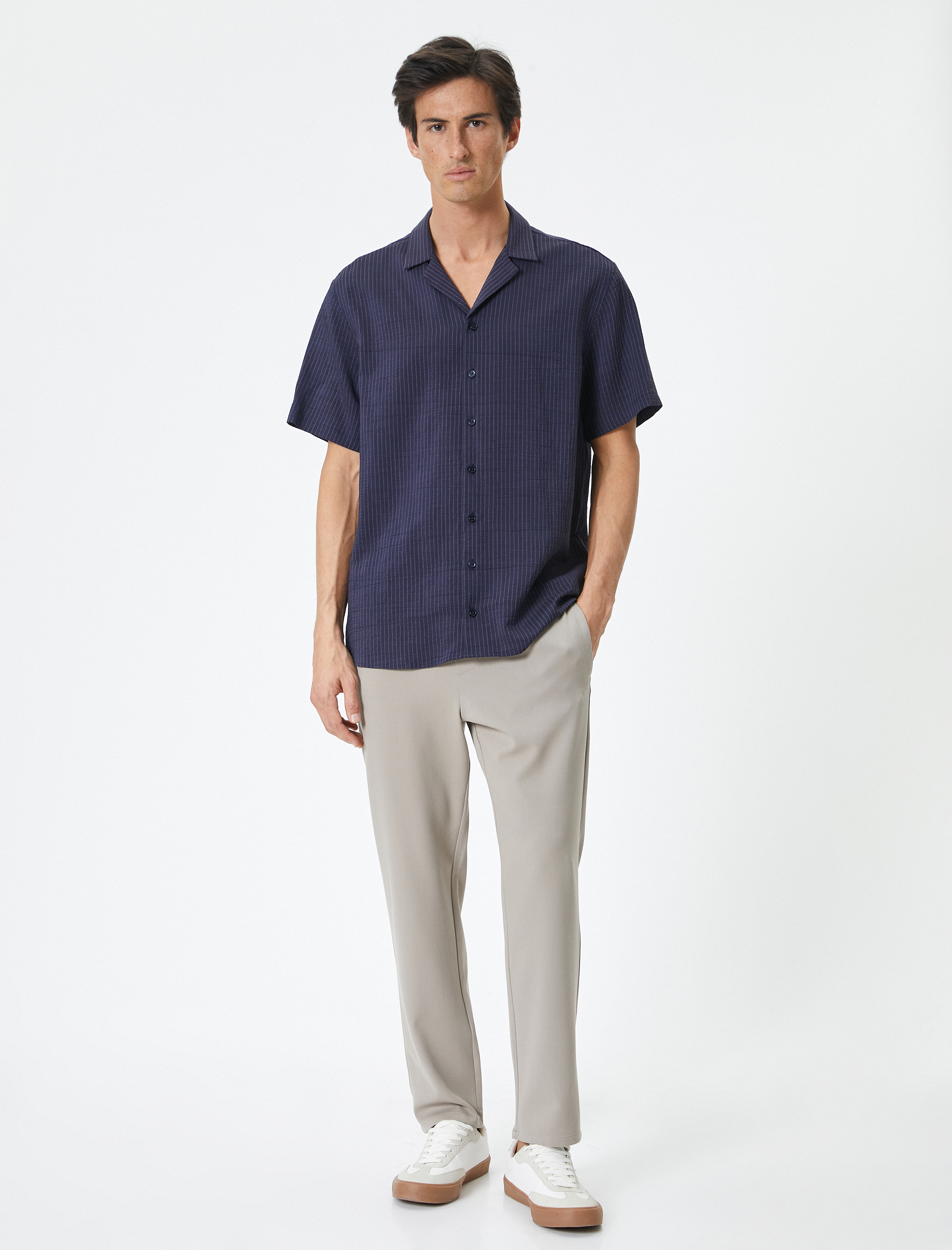   Yazlık Kumaş Pantolon Jogger Beli Bağcıklı Cepli Viskon Karışımlı