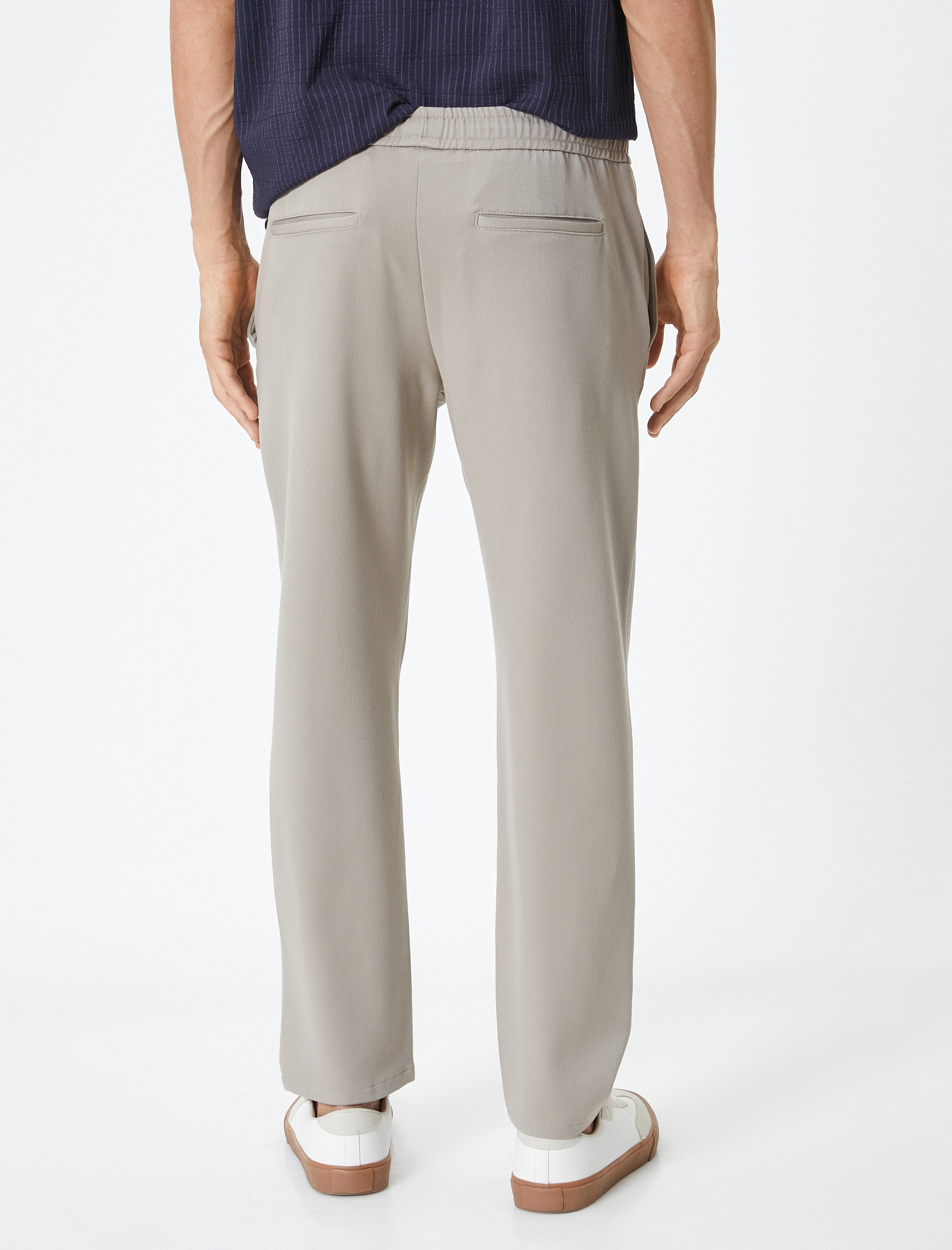   Yazlık Kumaş Pantolon Jogger Beli Bağcıklı Cepli Viskon Karışımlı