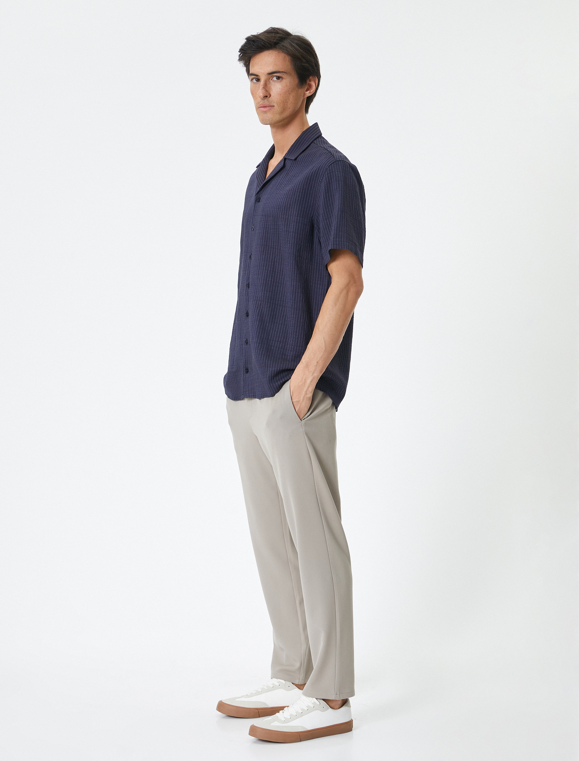   Yazlık Kumaş Pantolon Jogger Beli Bağcıklı Cepli Viskon Karışımlı