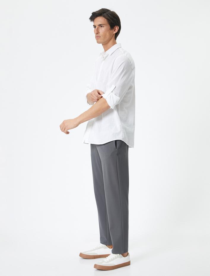  Yazlık Kumaş Pantolon Jogger Beli Bağcıklı Cepli Viskon Karışımlı