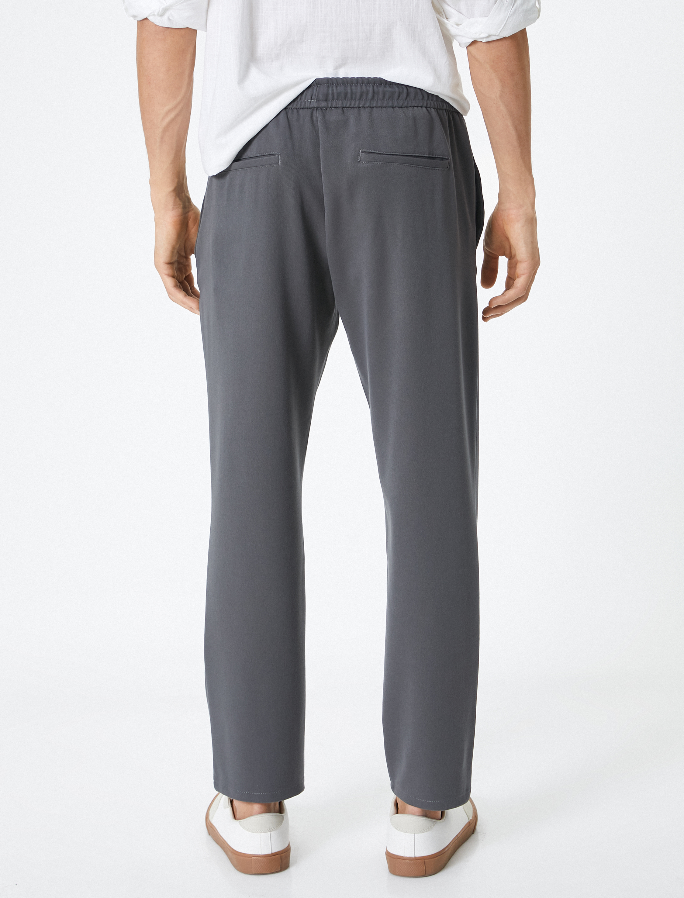 Yazlık Kumaş Pantolon Jogger Beli Bağcıklı Cepli Viskon Karışımlı