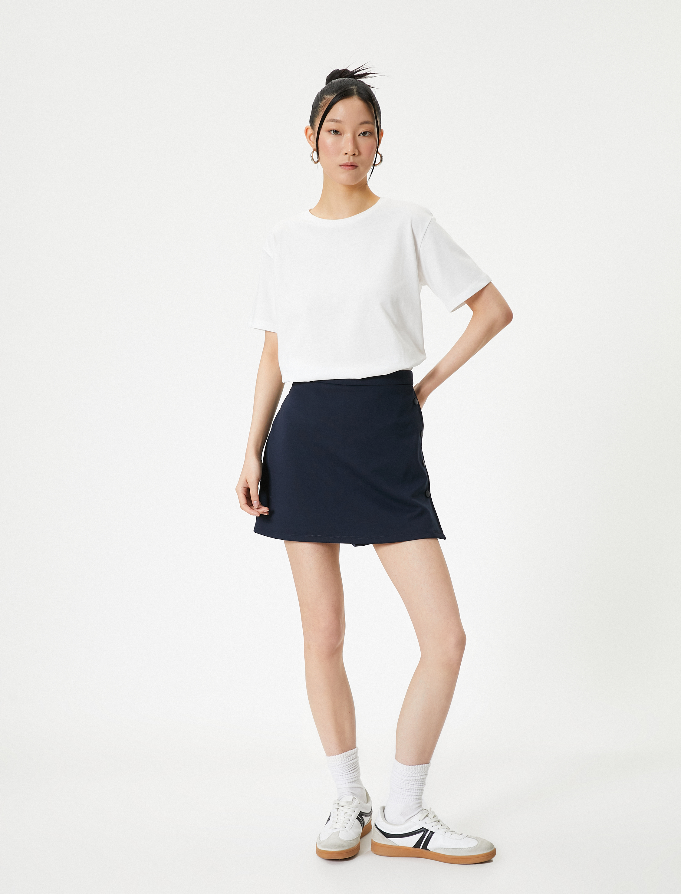   Kısa Kollu Basic Tişört Bisiklet Yaka Pamuklu