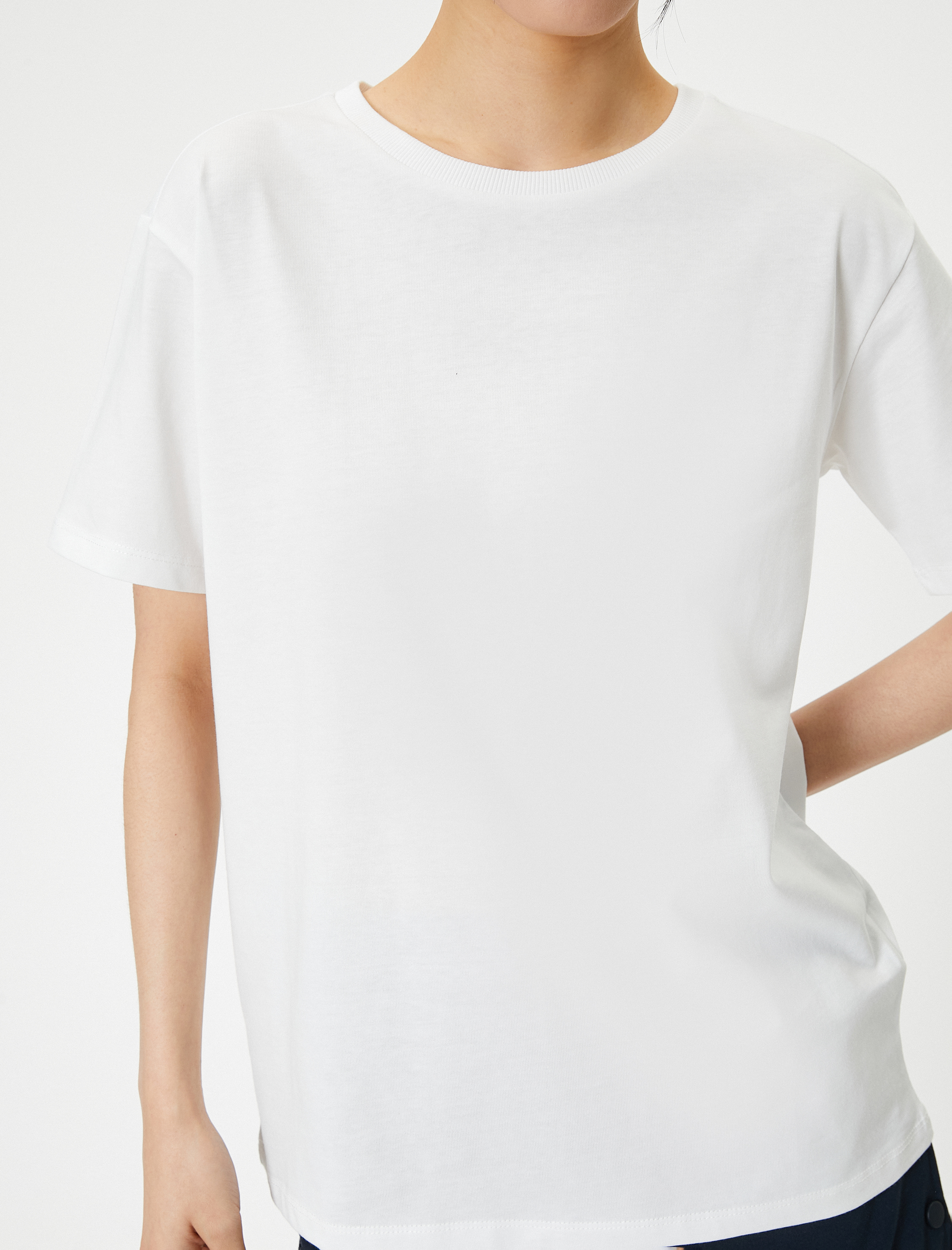   Kısa Kollu Basic Tişört Bisiklet Yaka Pamuklu