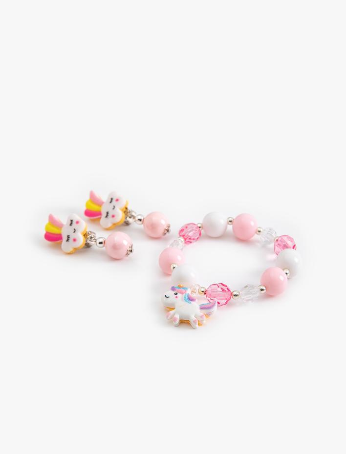 Kadın Unicorn Bileklik Küpe ve Seti Boncuk Detaylı