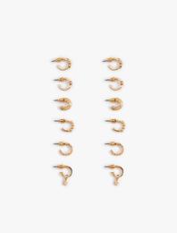 İnci Detaylı 6'lı Halka Küpe Seti