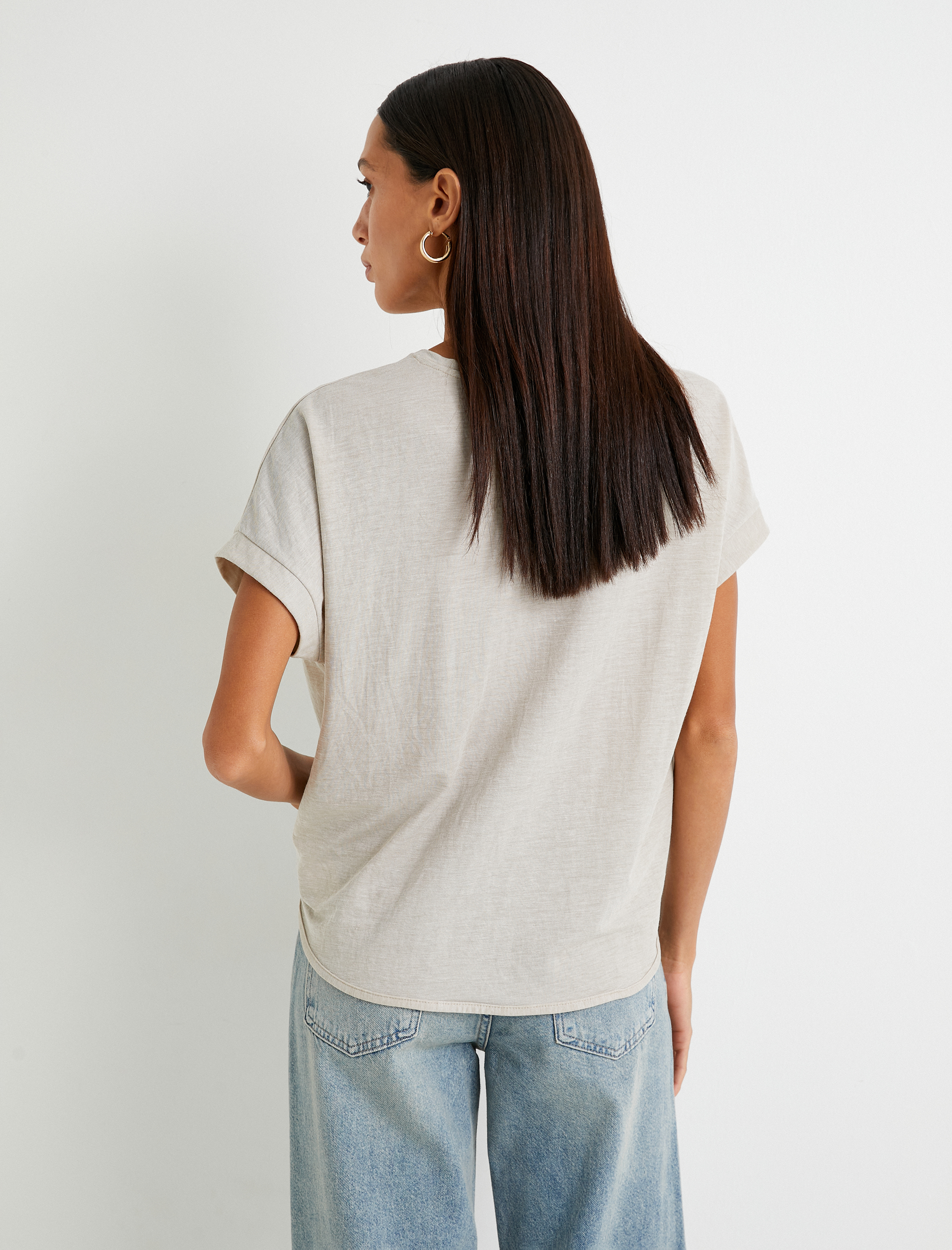   Kısa Kollu Bluz Viskon Bisiklet Yaka