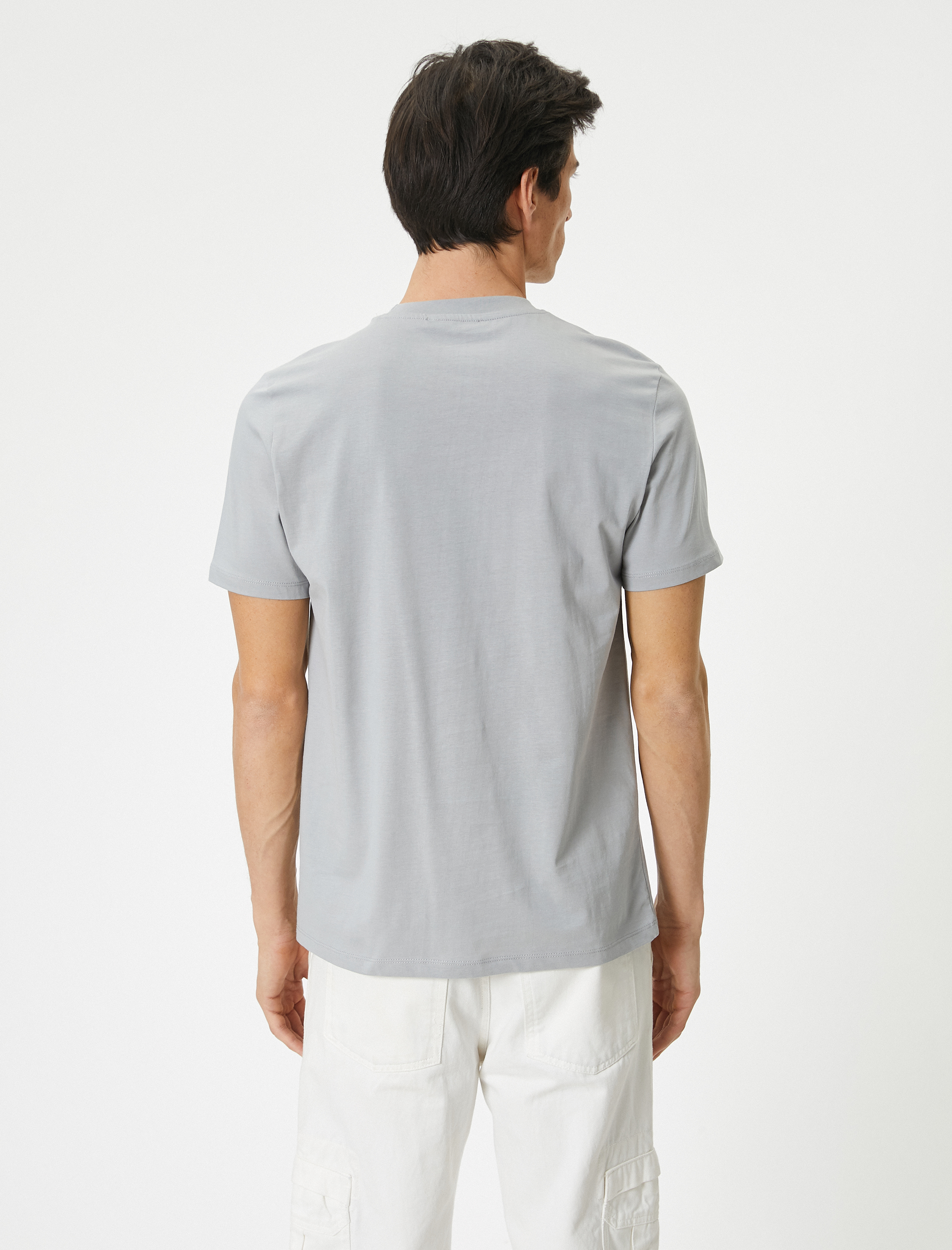   Uzay Baskılı Tişört Bisiklet Yaka Kısa Kollu Pamuklu