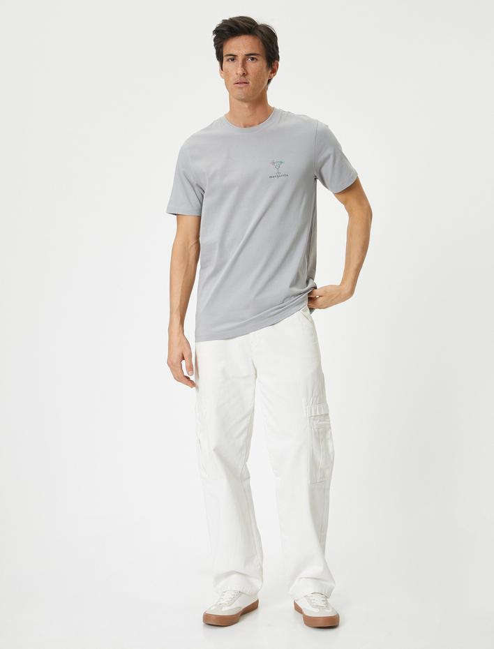  Bisiklet Yaka Regular Fit Kısa Kollu Pamuklu Baskılı Tişört