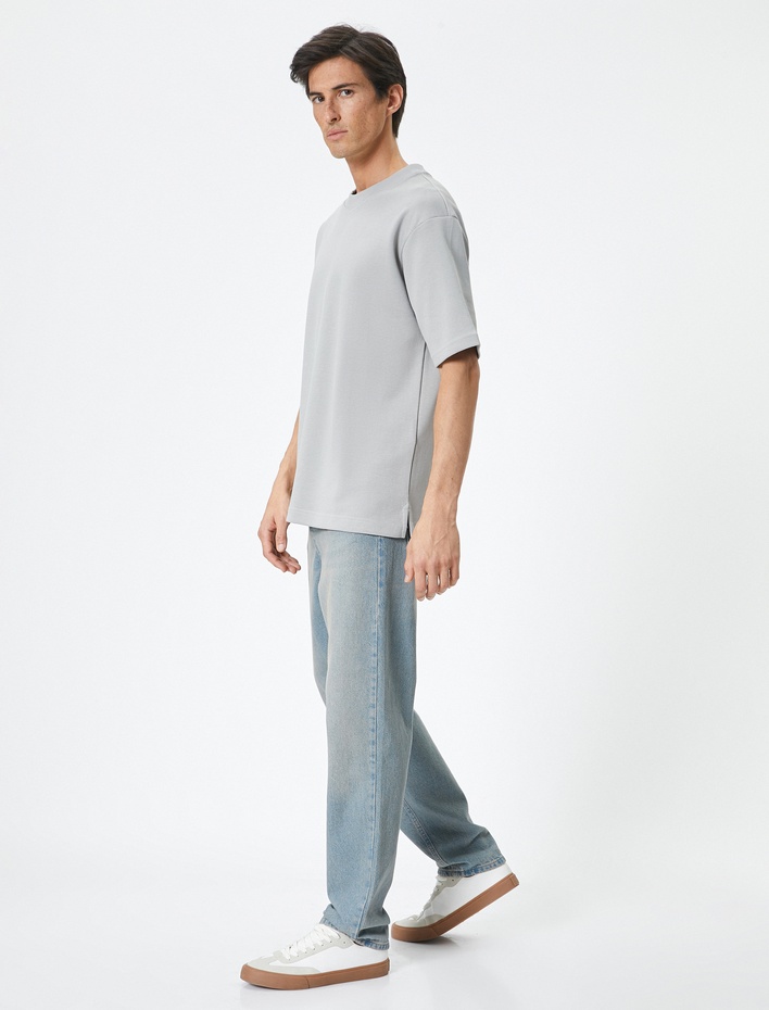  Bisiklet Yaka Tişört Kısa Kollu Düğmeli