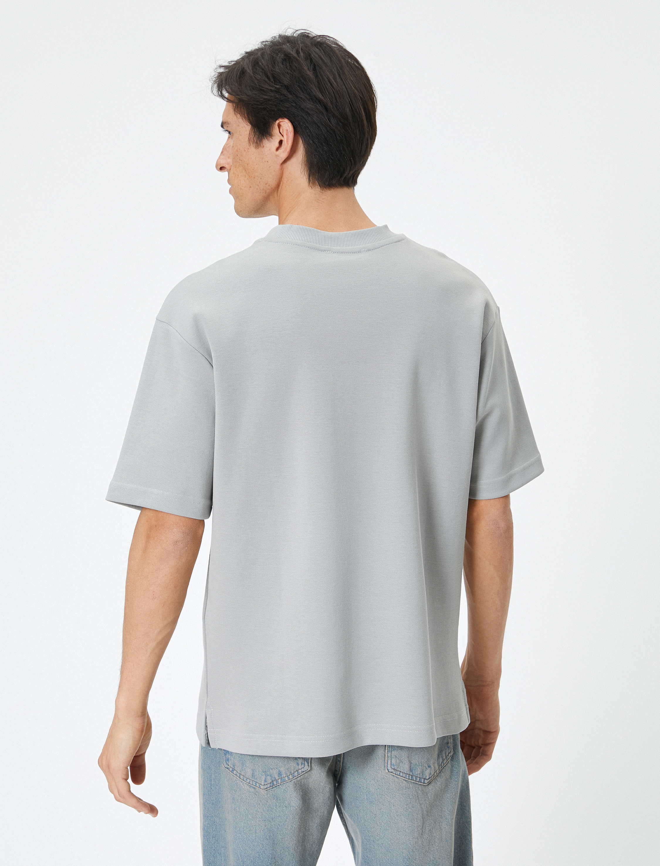   Bisiklet Yaka Tişört Kısa Kollu Düğmeli