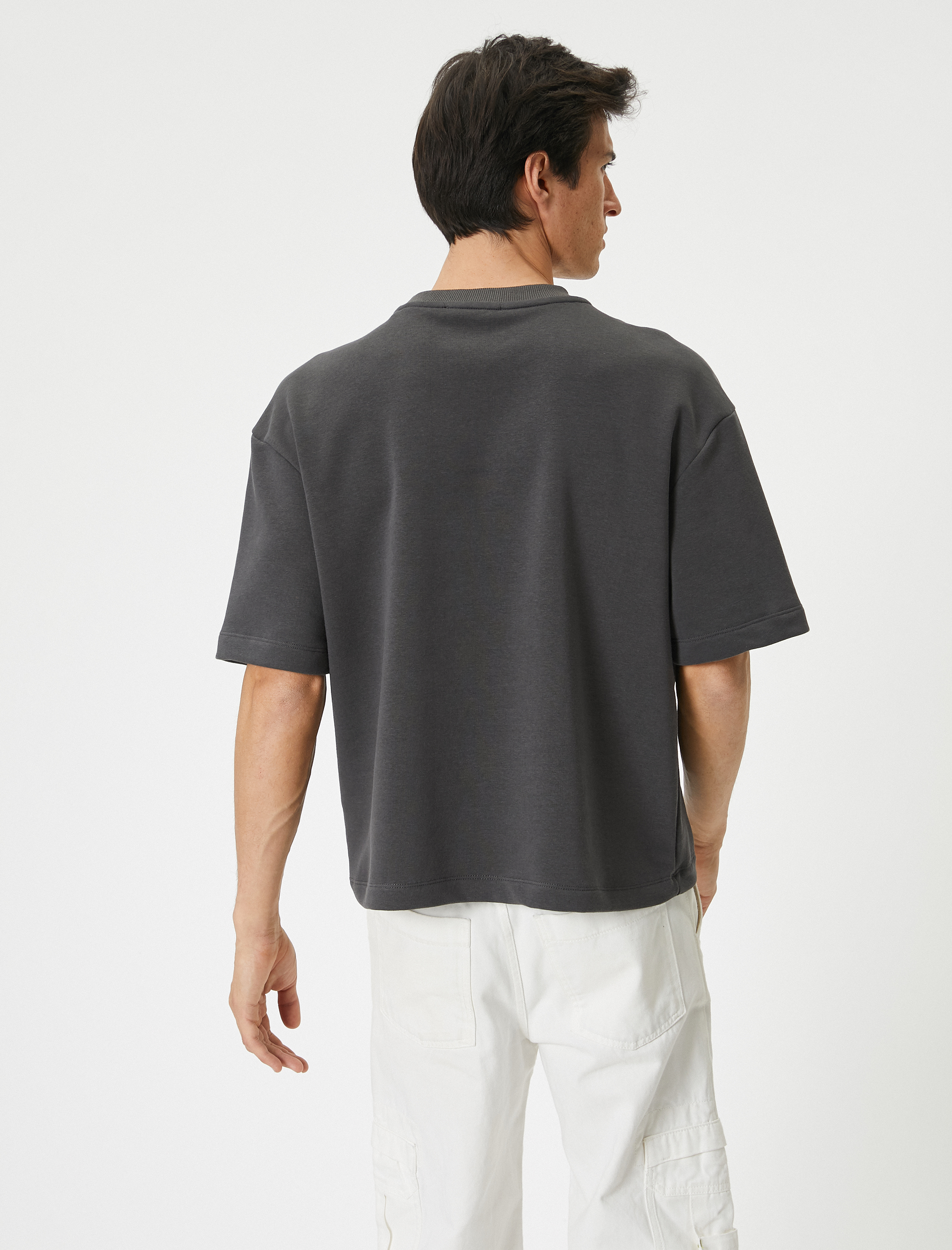   Oversize Tişört Baskılı Bisiklet Yaka Kısa Kollu