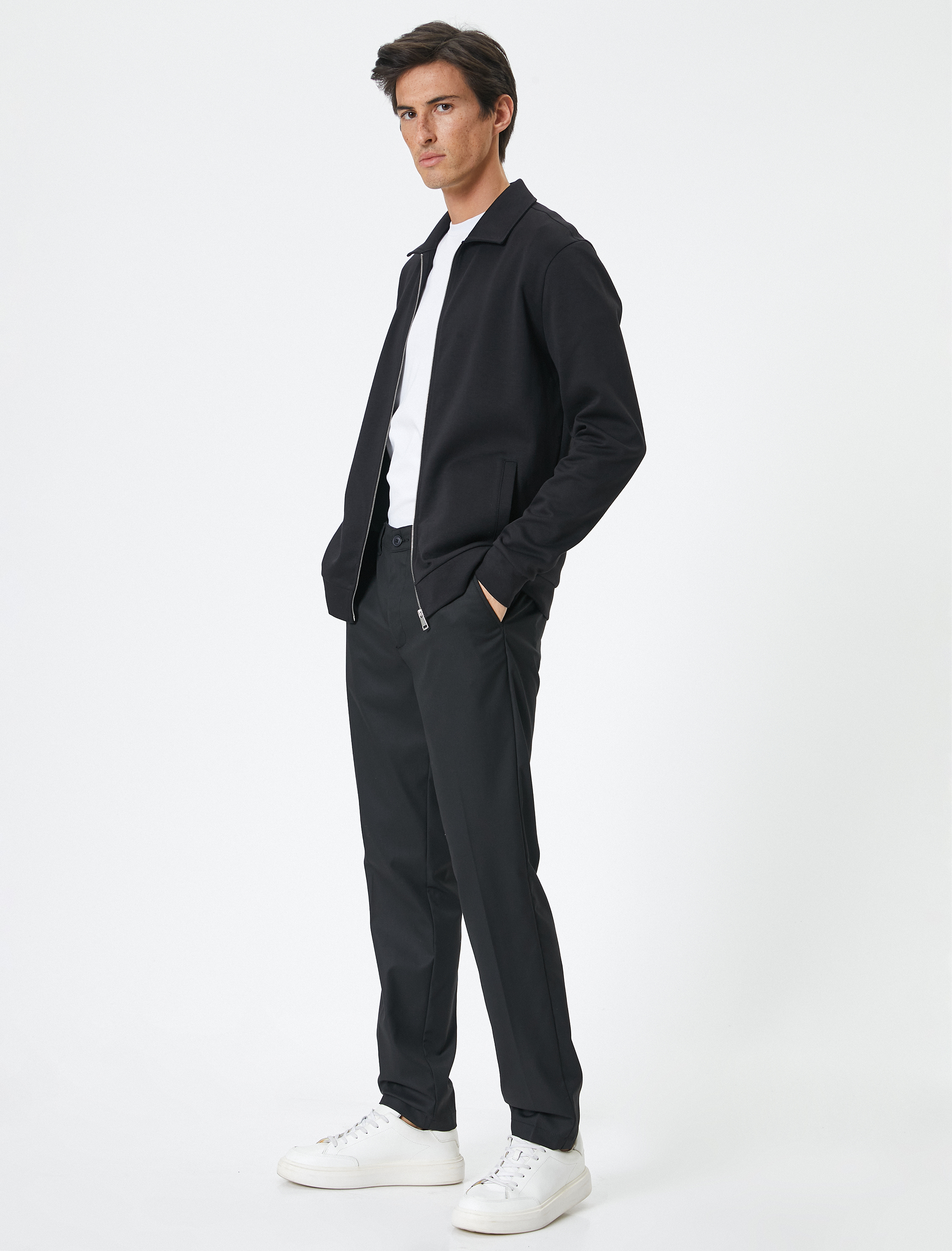   Mevsimlik Ceket Fermuarlı Cep Detaylı Klasik Yaka