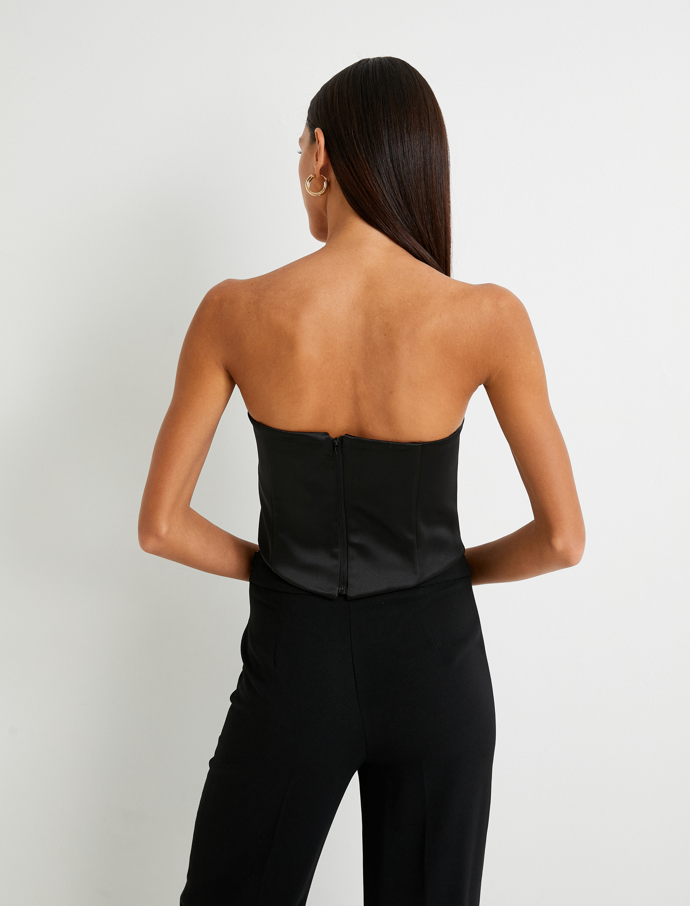   Straplez Saten Üst Gül Detaylı