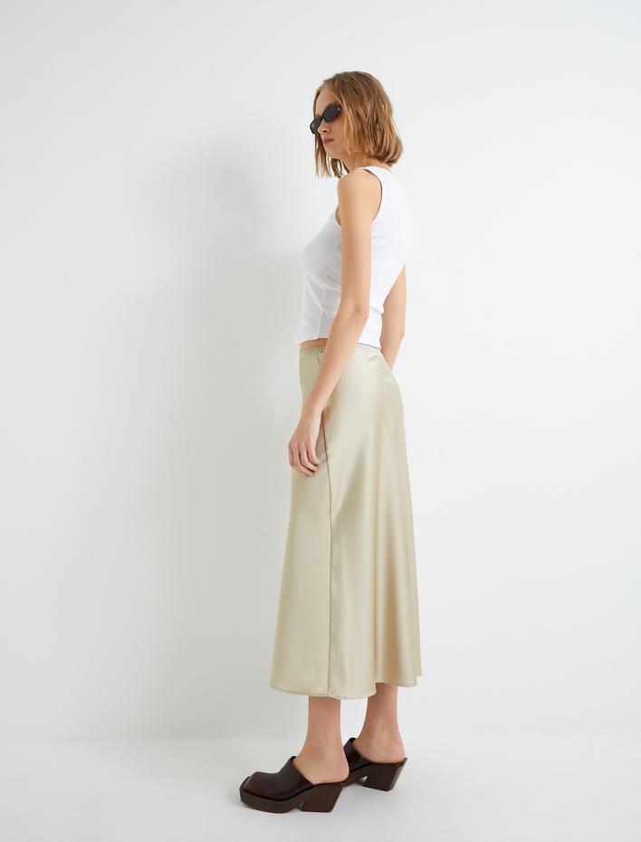  Midi Saten Etek Normal Bel A Kesim