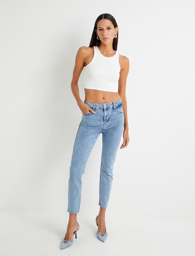 Dar Paça Skinny Kot Pantolon Cepli Yüksek Bel - Carmen Skinny Jeans_1