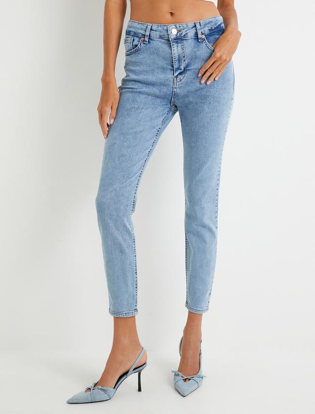 Dar Paça Skinny Kot Pantolon Cepli Yüksek Bel - Carmen Skinny Jeans_2