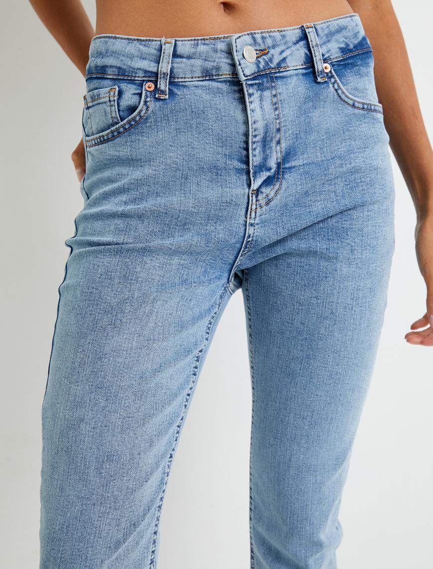   Dar Paça Skinny Kot Pantolon Cepli Yüksek Bel - Carmen Skinny Jeans