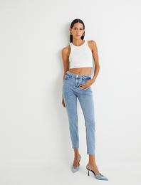 Dar Paça Skinny Kot Pantolon Cepli Yüksek Bel - Carmen Skinny Jeans