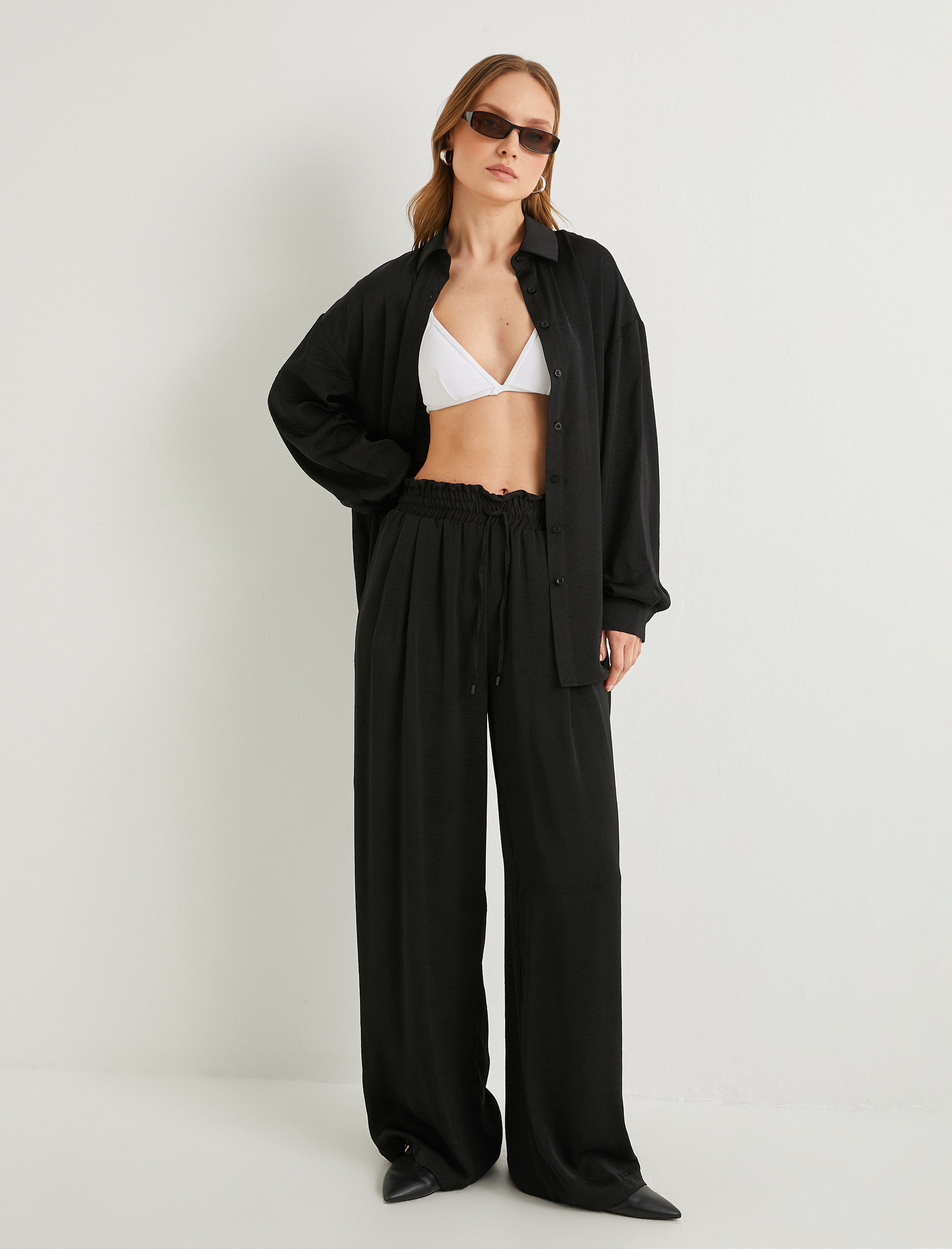   Palazzo Pantolon Beli Bağlamalı