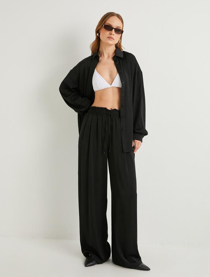  Palazzo Pantolon Beli Bağlamalı