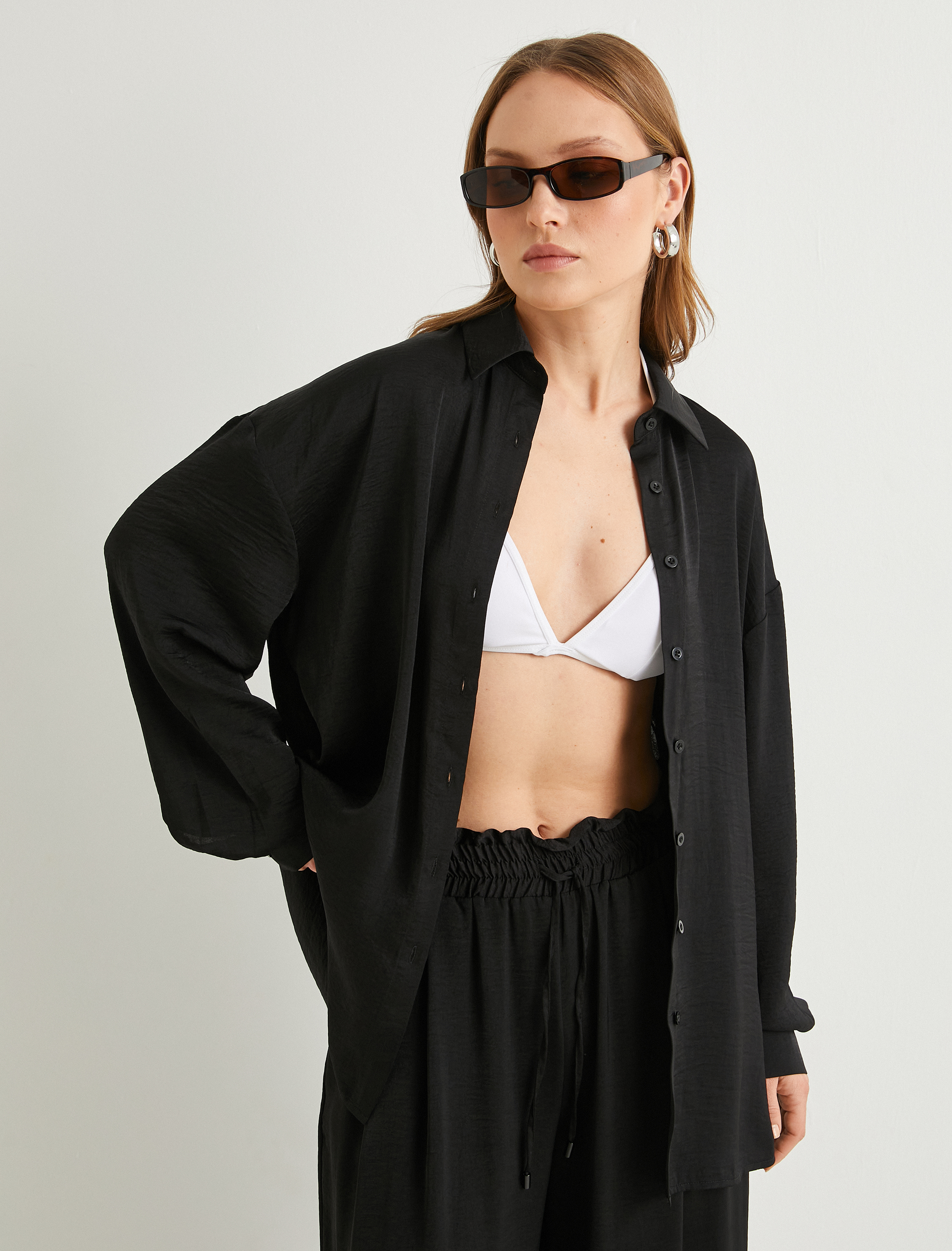   Uzun Kollu Gömlek Dokulu Düğmeli Regular Fit