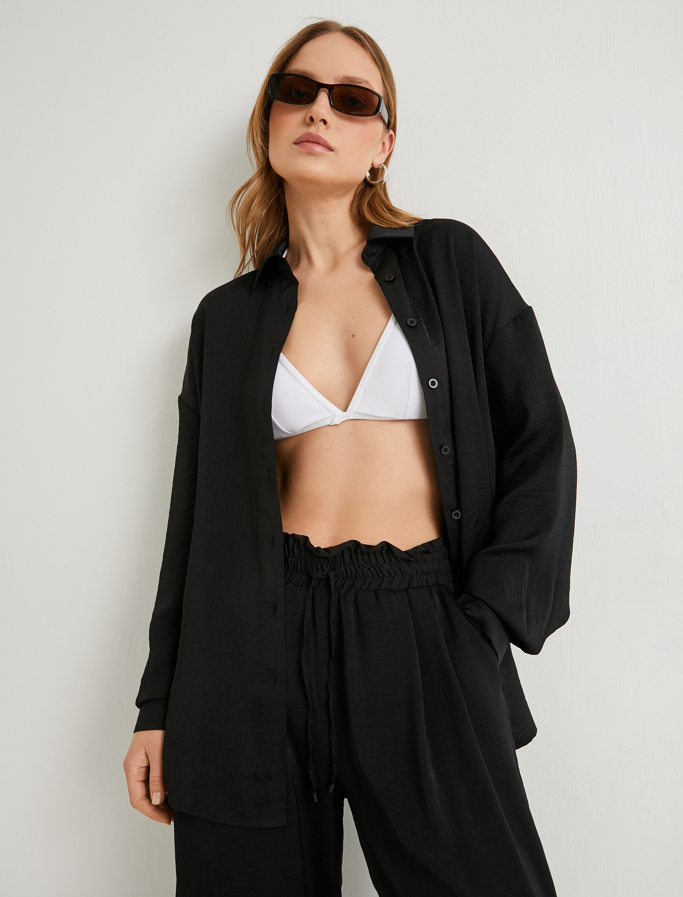   Uzun Kollu Gömlek Dokulu Düğmeli Regular Fit