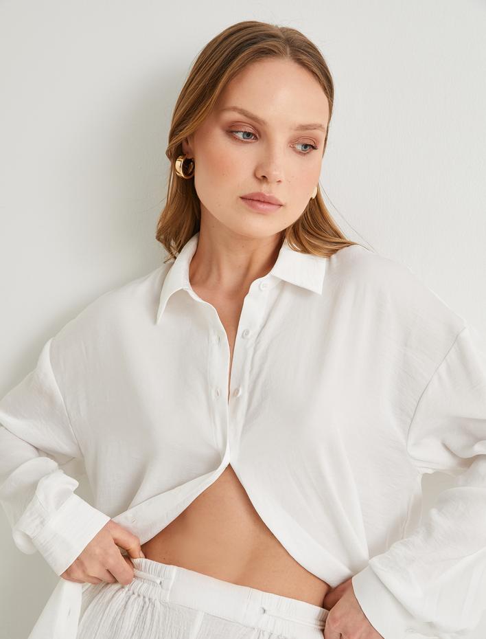  Uzun Kollu Gömlek Dokulu Düğmeli Regular Fit