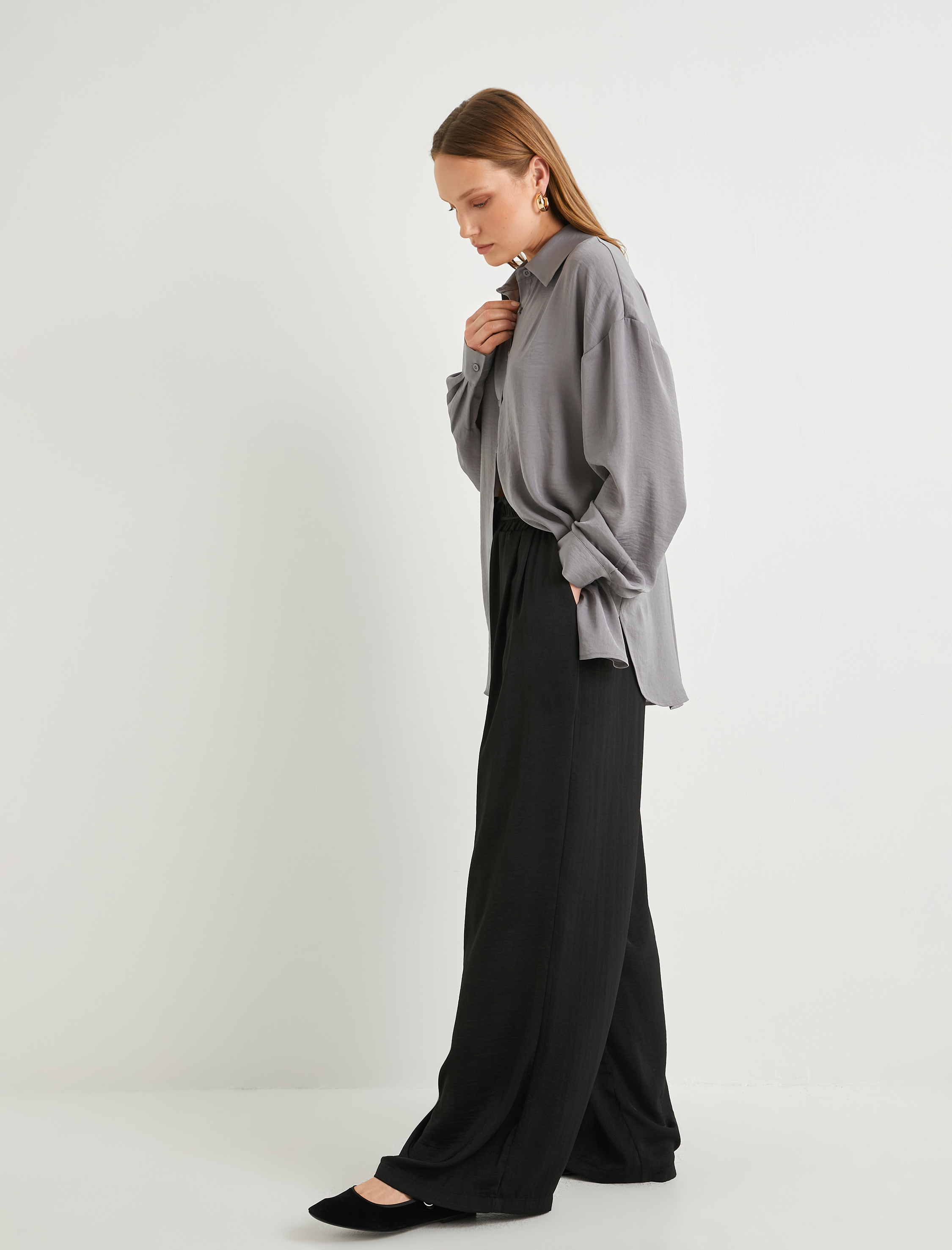   Uzun Kollu Gömlek Dokulu Düğmeli Regular Fit