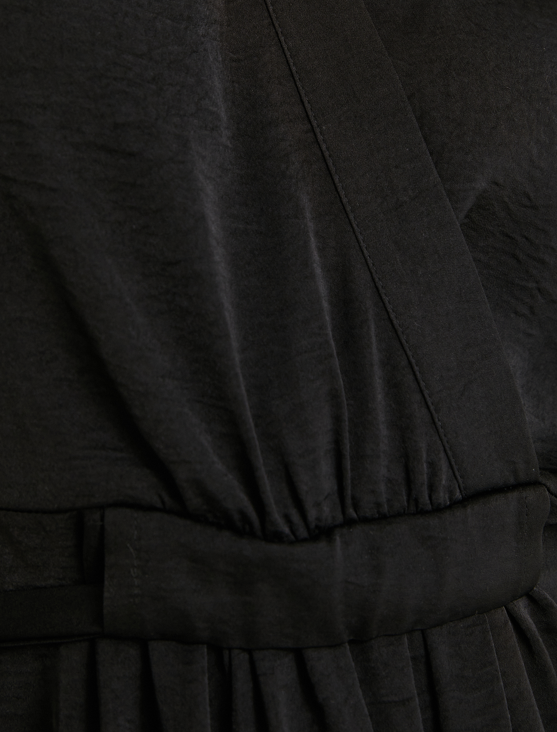   Midi Elbise V Yaka Geniş Kısa Kollu Cepli