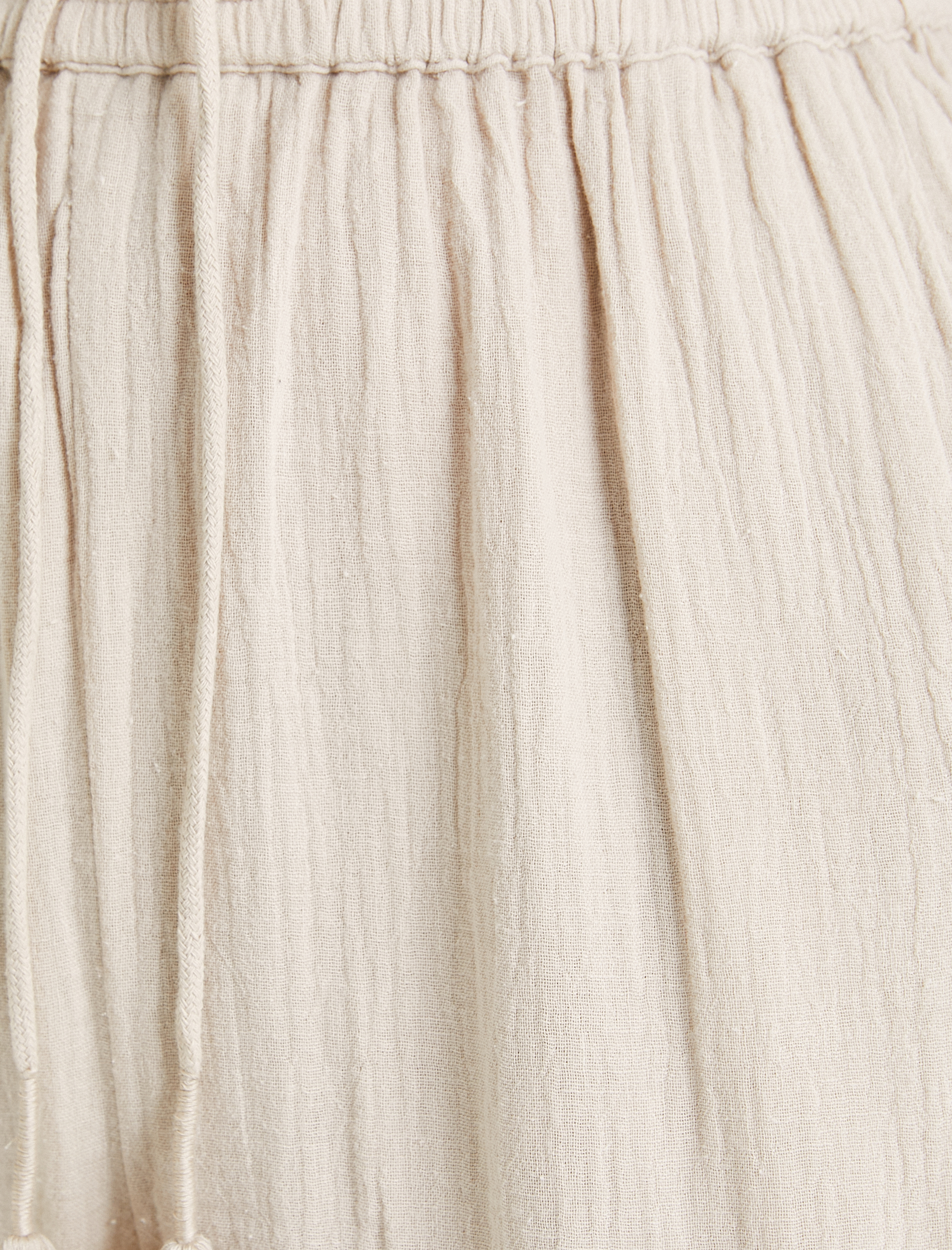   Müslin Pantolon Beli Bağlamalı Cepli Pamuklu Normal Bel