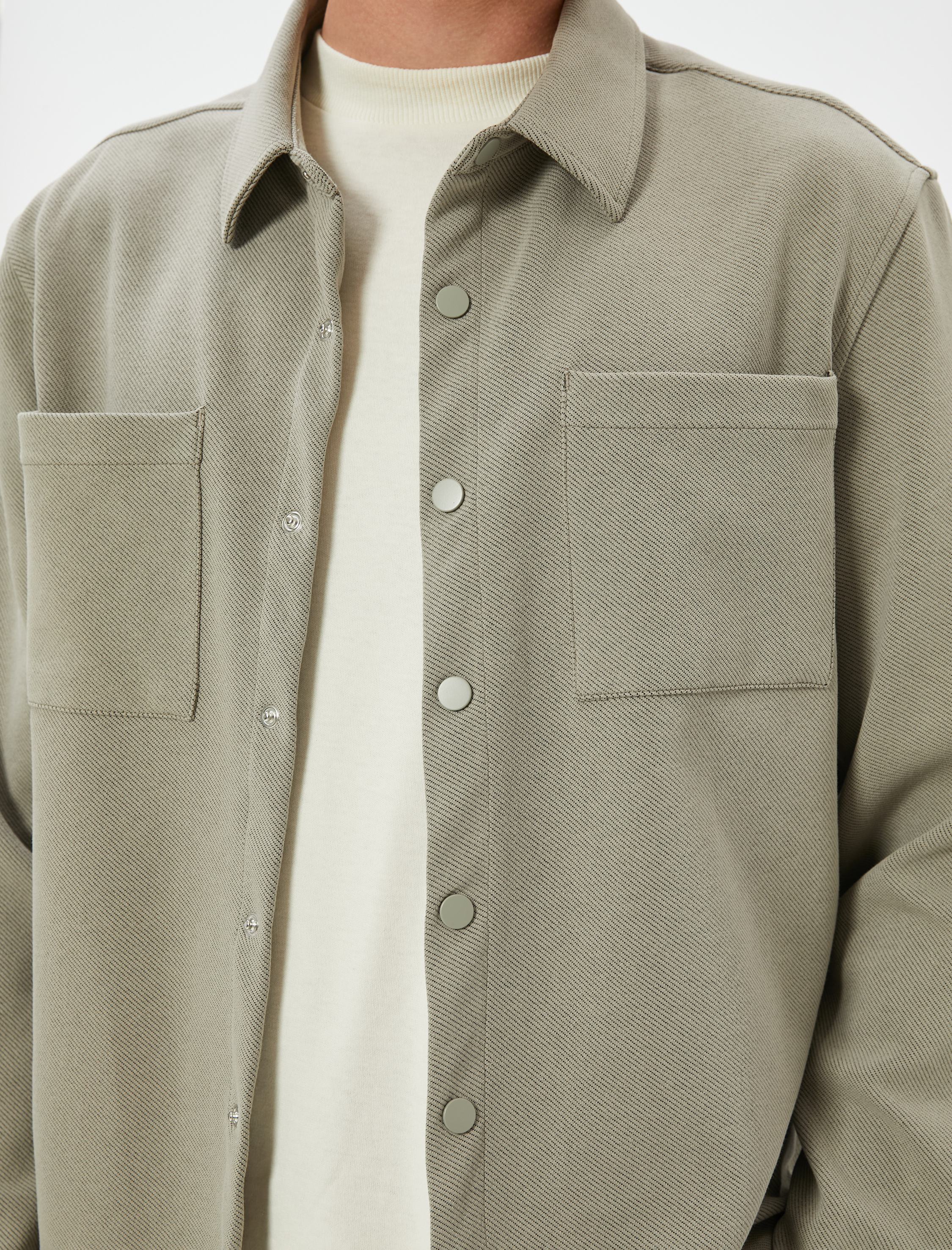   Gömlek Ceket Cep Detaylı Çıtçıt Düğmeli Klasik Yaka